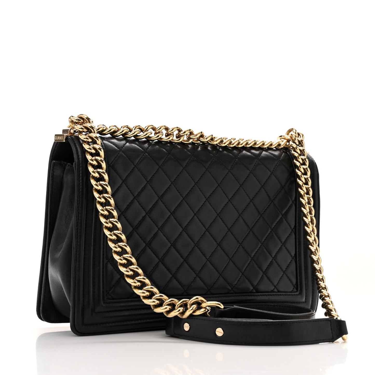 Lambskin Quilted New Medium Boy Flap Black