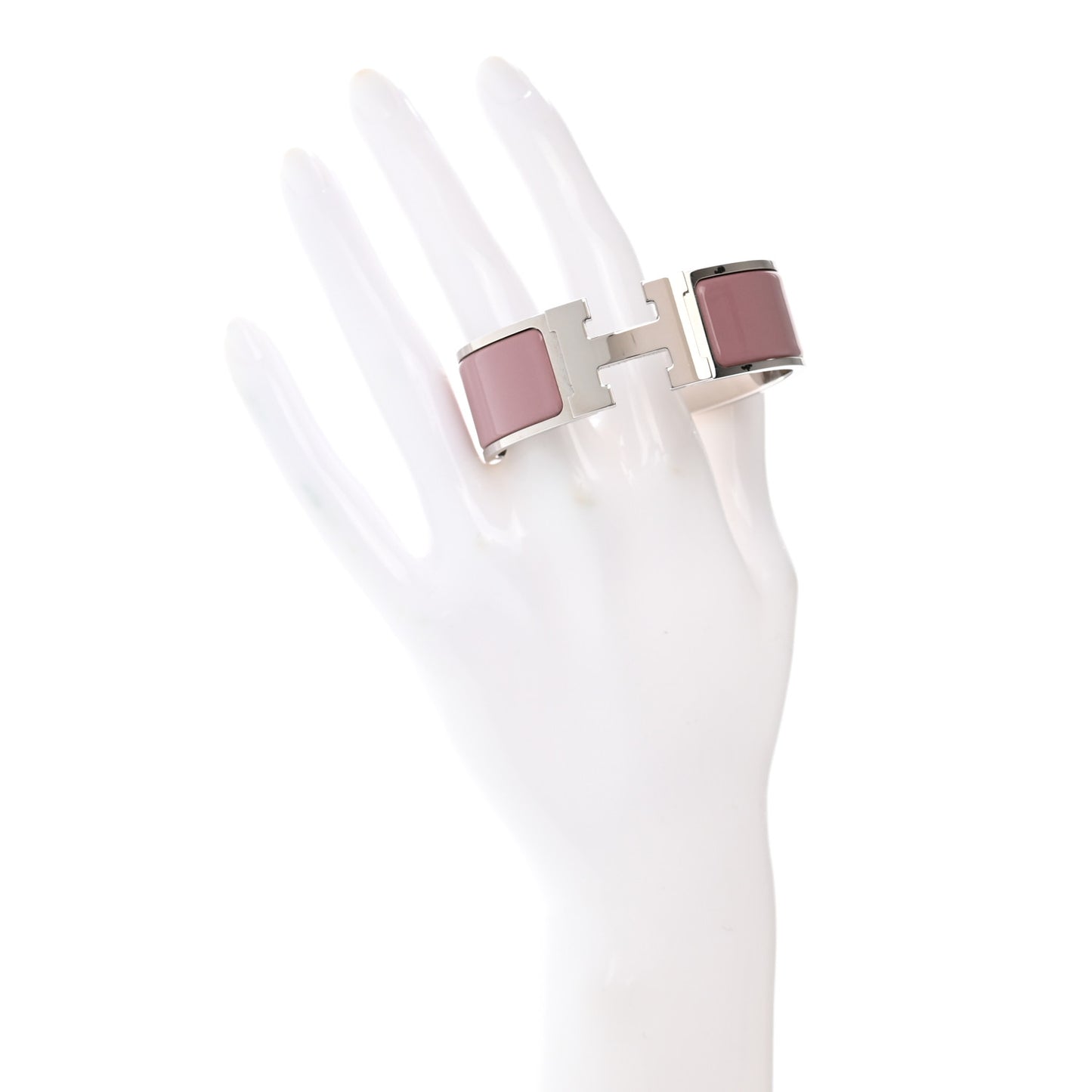 Enamel Wide Clic Clac H Bracelet PM Rose Poudre