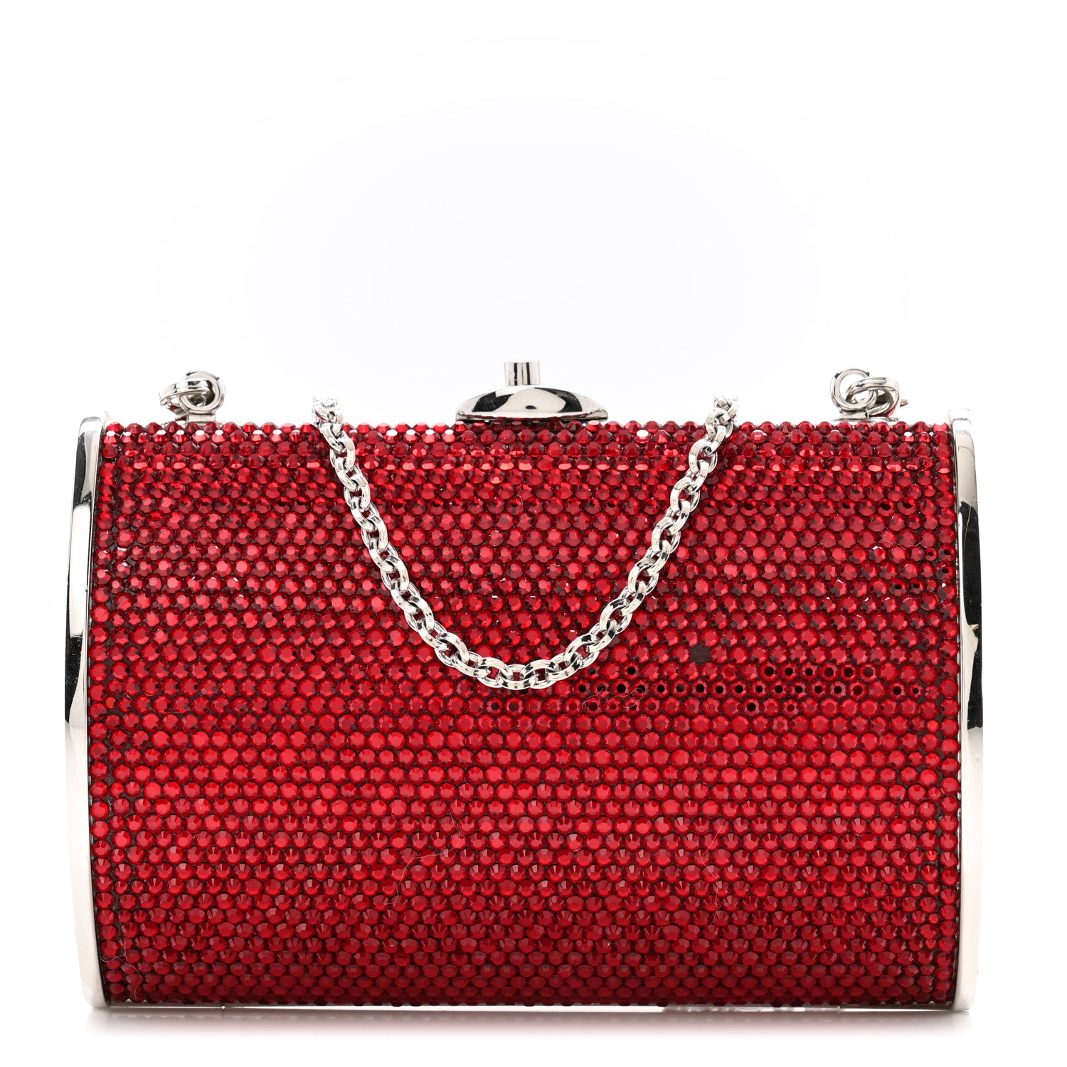 Judith Leiber Swarovski Crystal Minaudiere Clutch Red 1 of 13