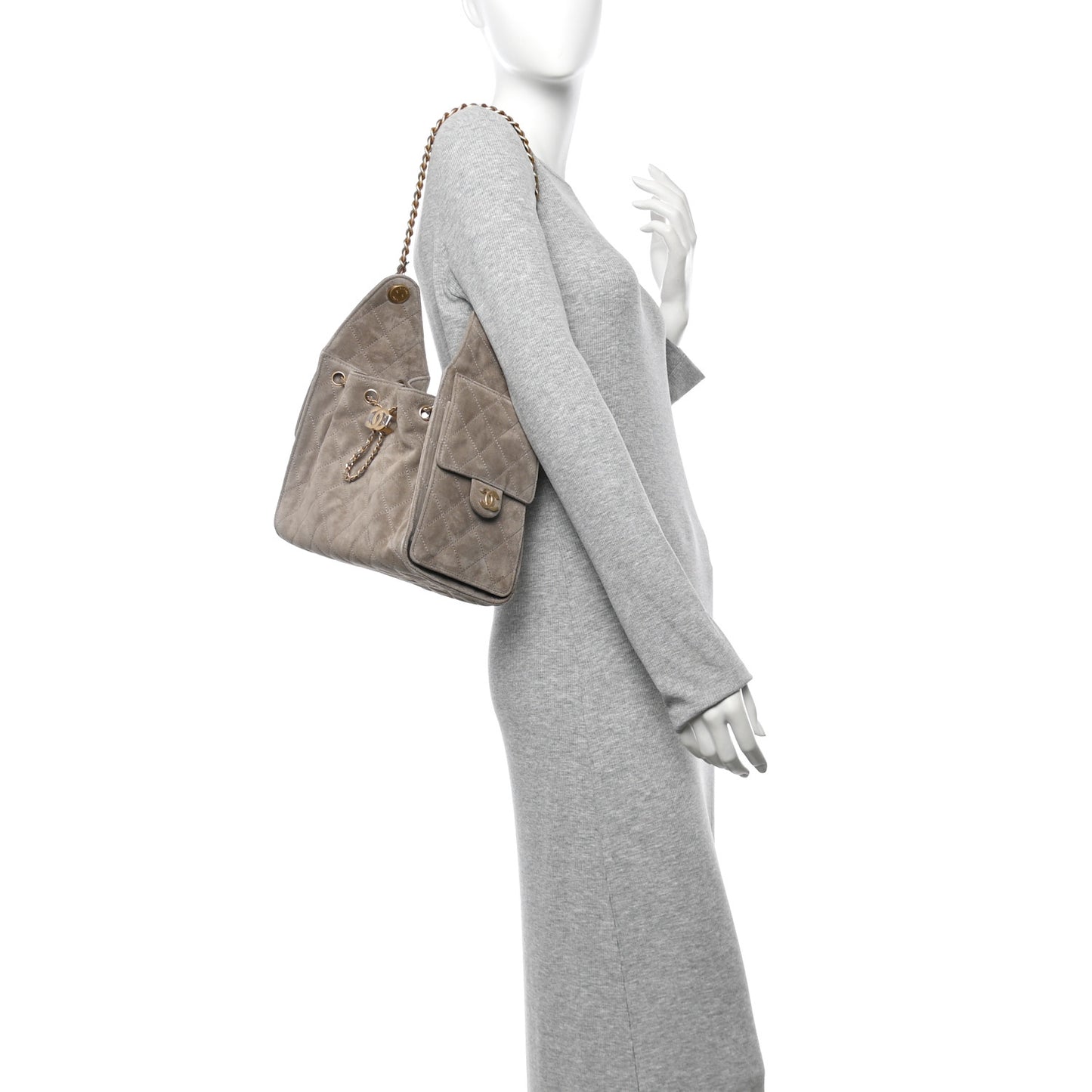 Suede Quilted Small Chanel 25 Handbag Dark Grey