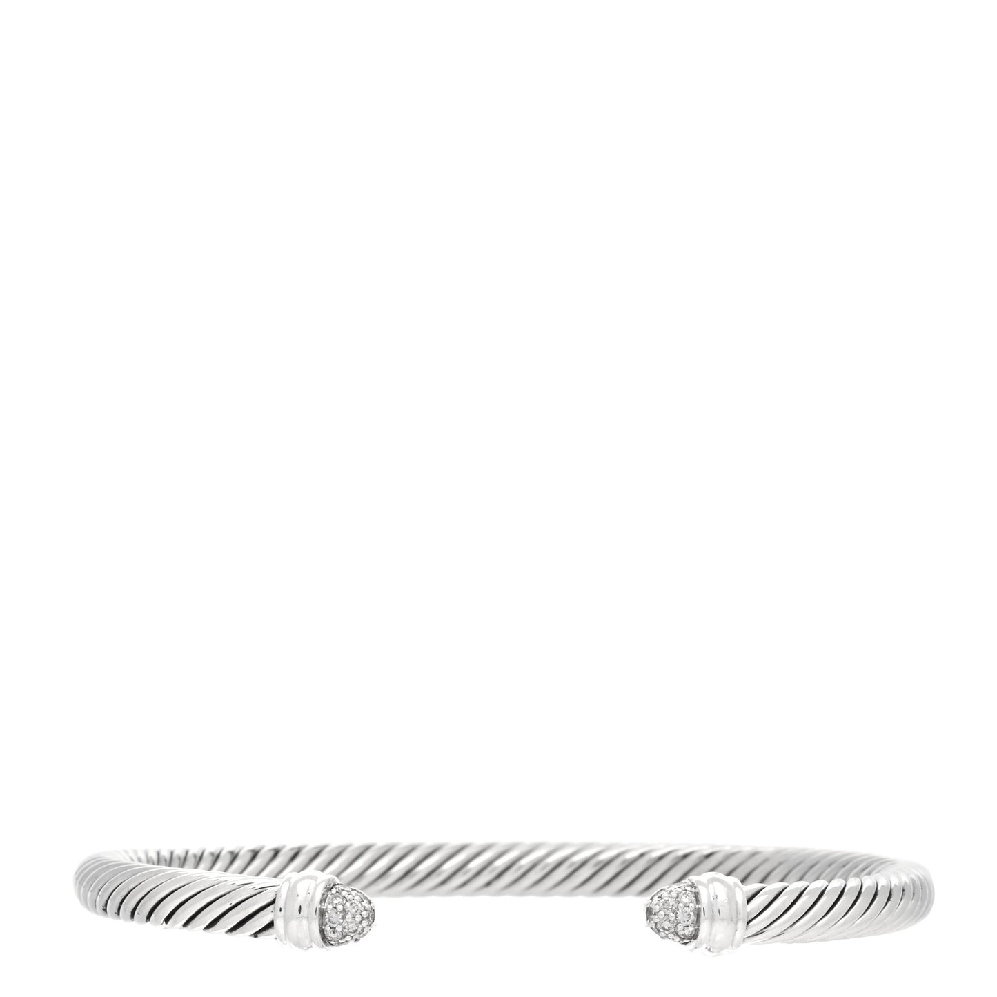 Sterling Silver Pave Diamond 5mm Cable Classics Bracelet
