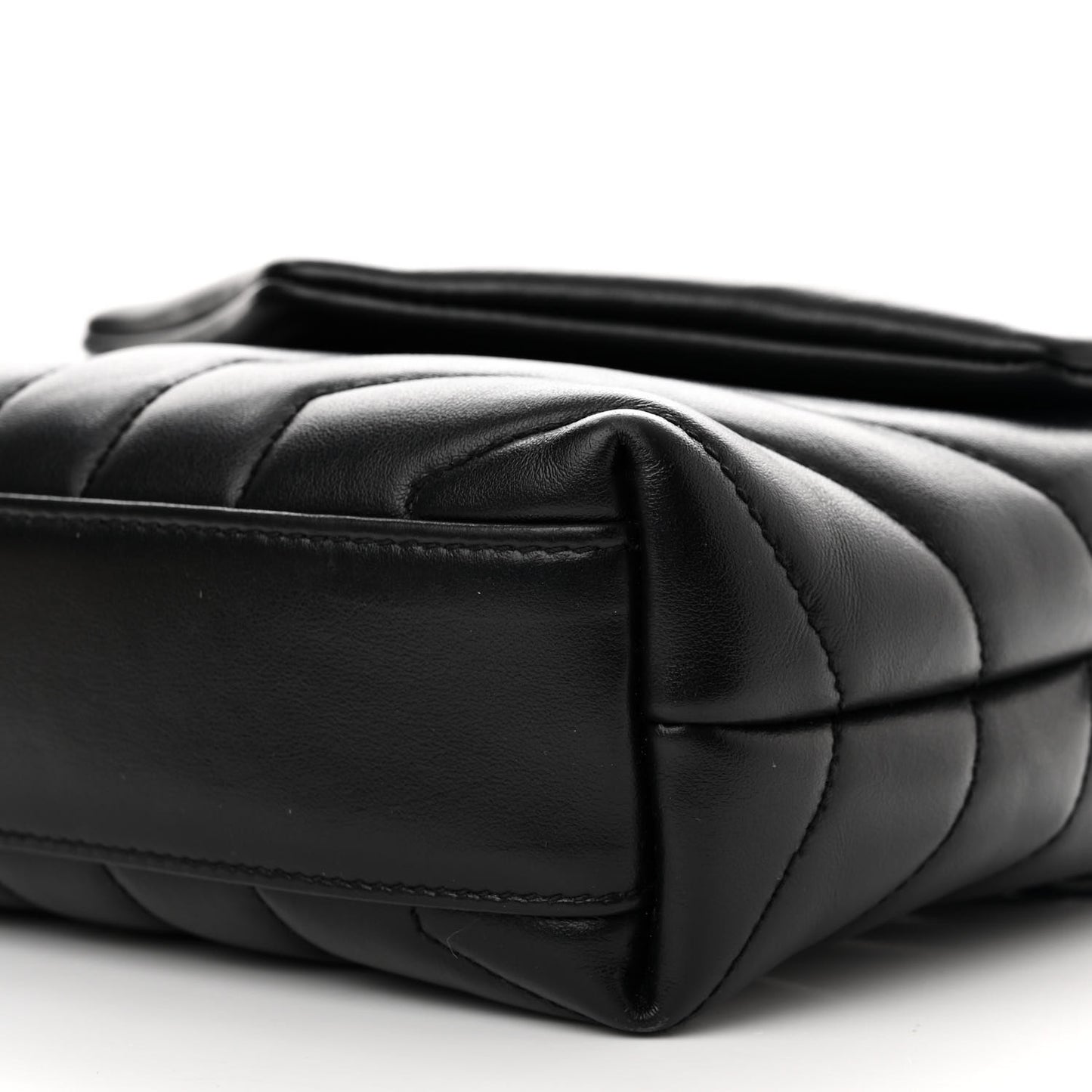 SAINT LAURENT Calfskin Y Quilted Monogram Monochrome Toy Loulou Crossbody Bag Black