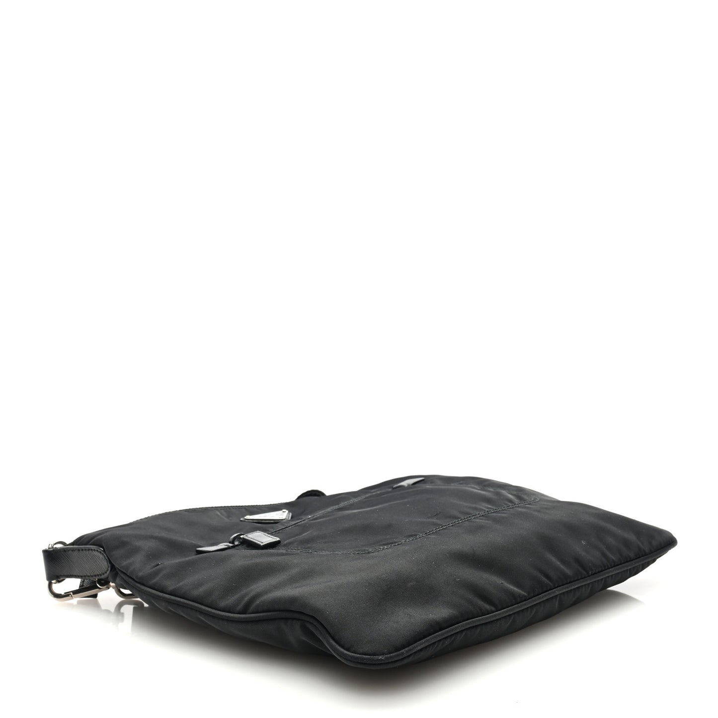 Nylon Saffiano Flat Messenger Bag Black
