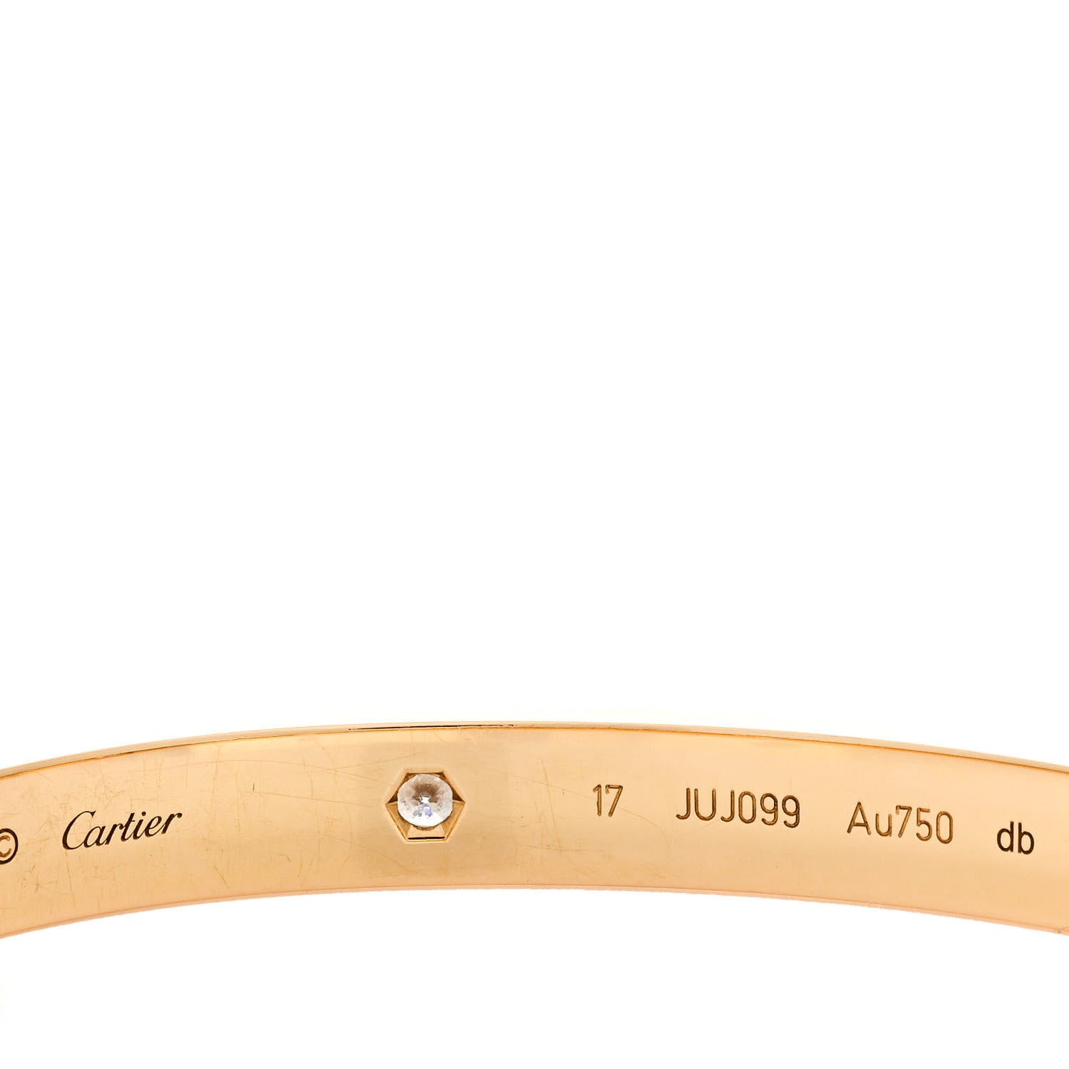Cartier 18K Yellow Gold 4 Diamond LOVE Bracelet 17 4 of 5