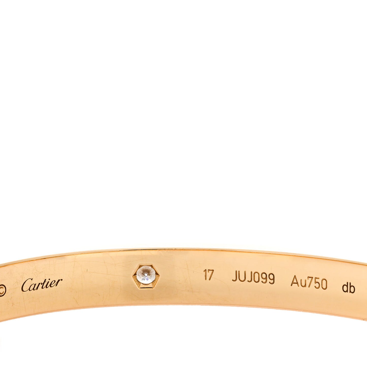 18K Yellow Gold 4 Diamond LOVE Bracelet 17