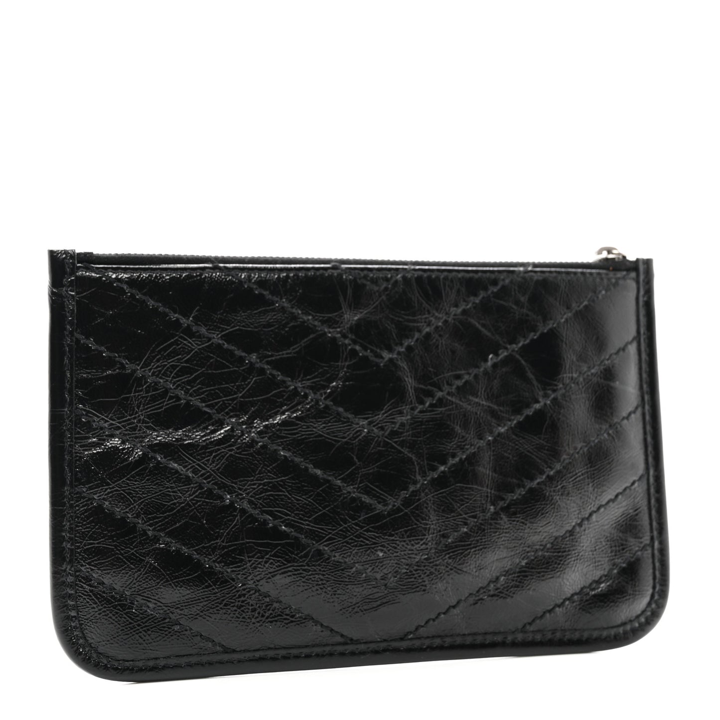 Crinkled Calfskin Matelasse Monogram Niki Bill Pouch Black