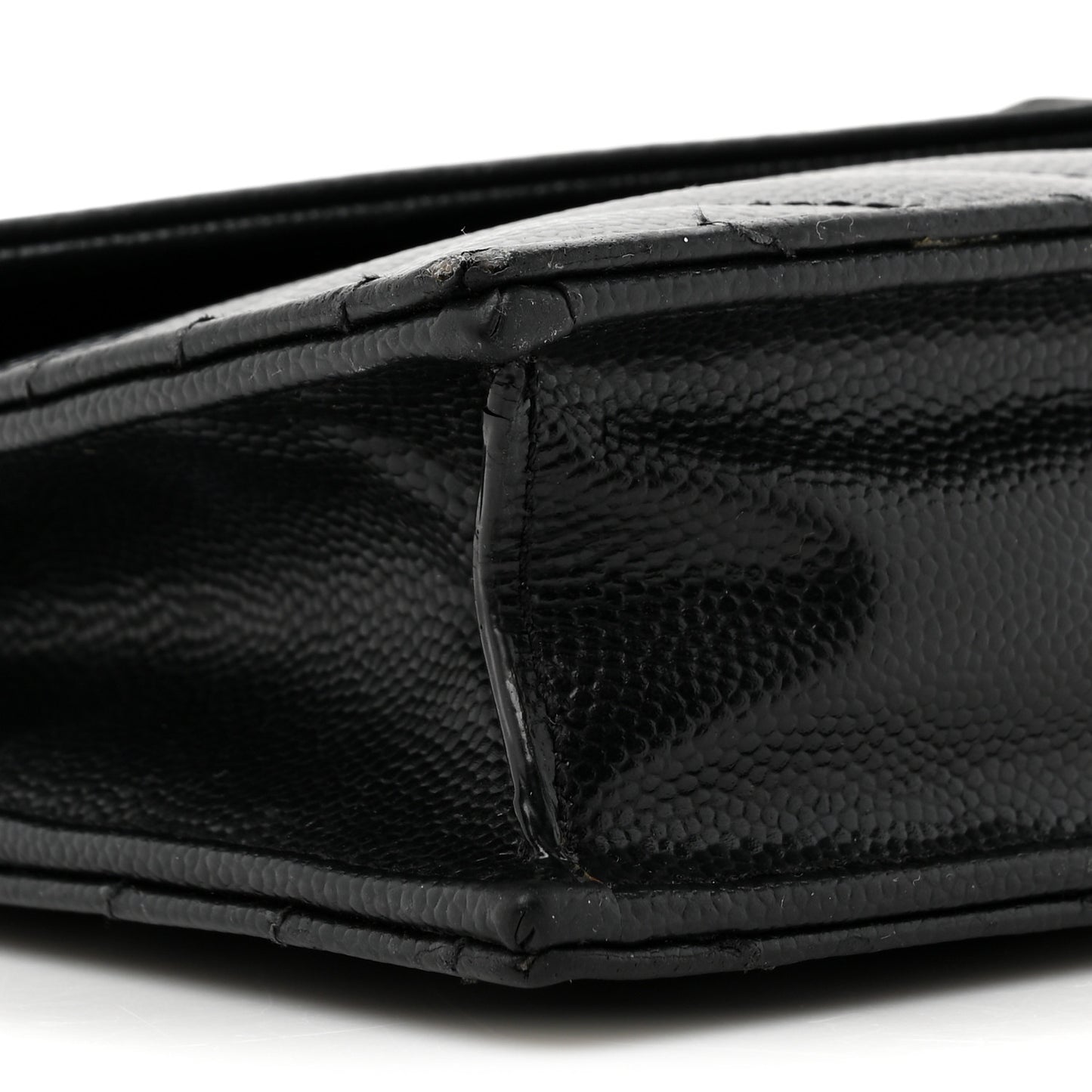 Grain De Poudre Matelasse Chevron Monogram Monochrome Envelope Chain Wallet Black