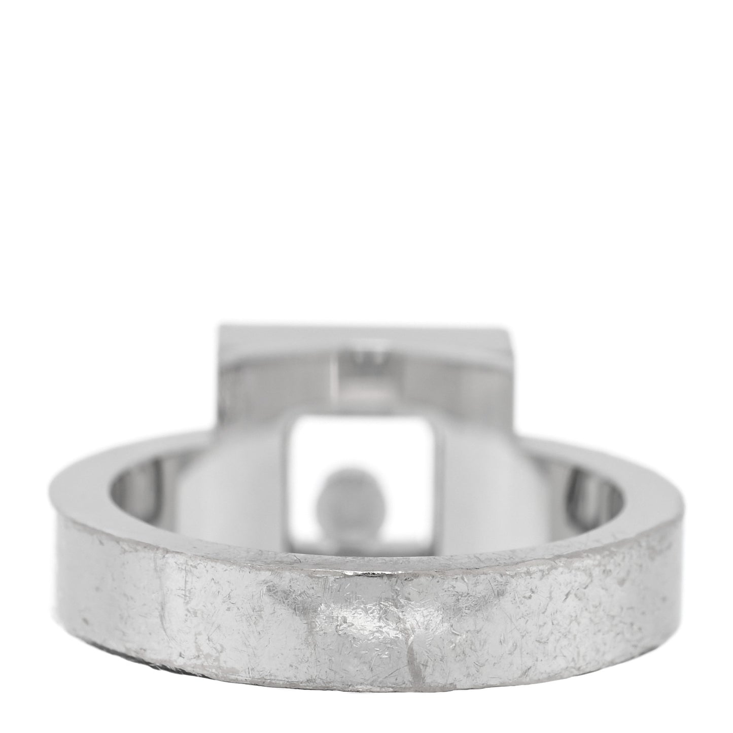 18K White Gold Diamond Happy Diamond Square Pave Ring 53 6.25