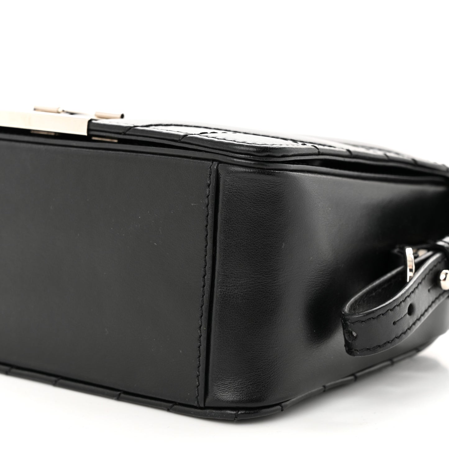 Calfskin Padded Diag Binder Flap Bag Black