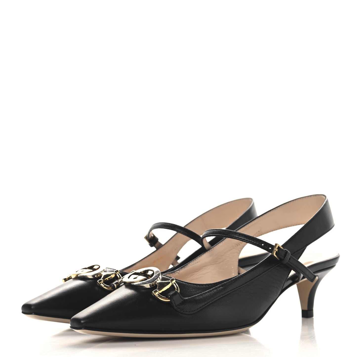Malaga Kid Zumi Low Heel Slingback Pumps 35 Black