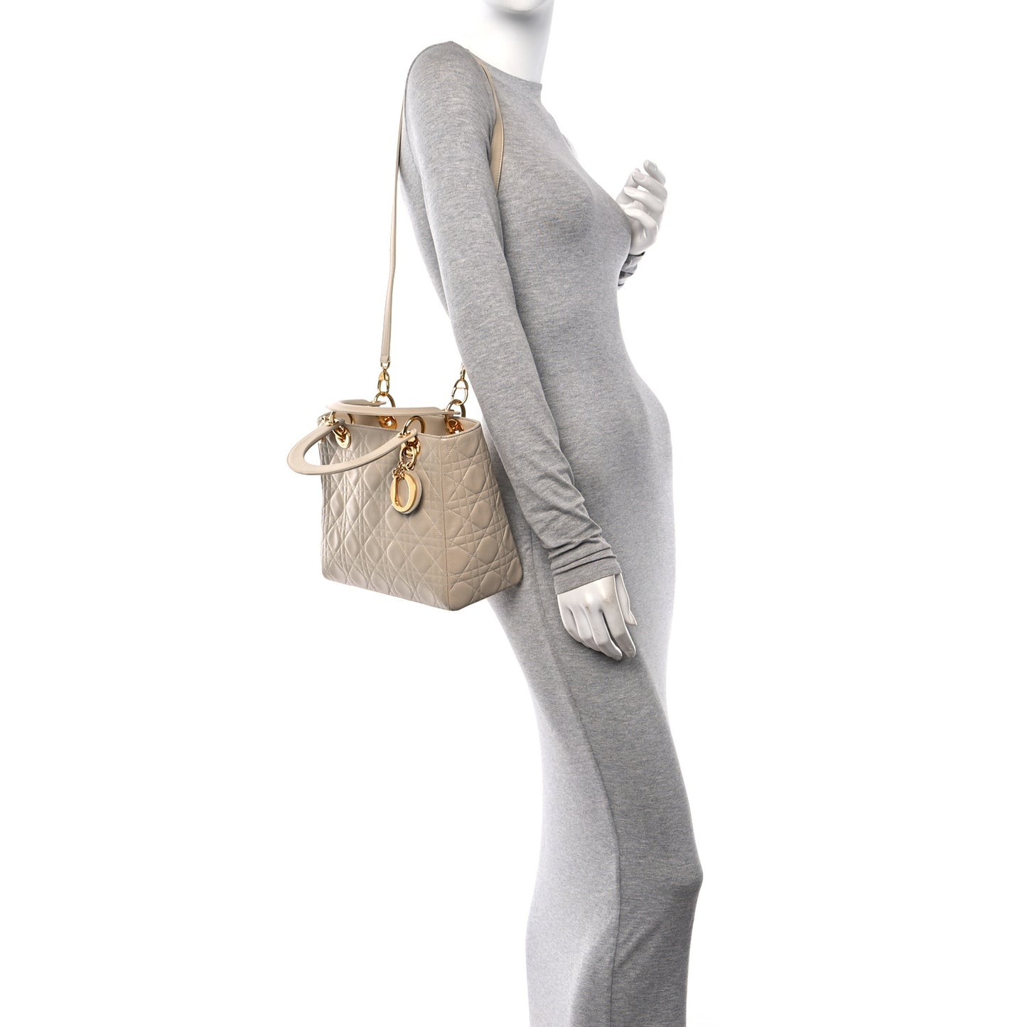 Lambskin Cannage Medium Lady Dior Light Beige