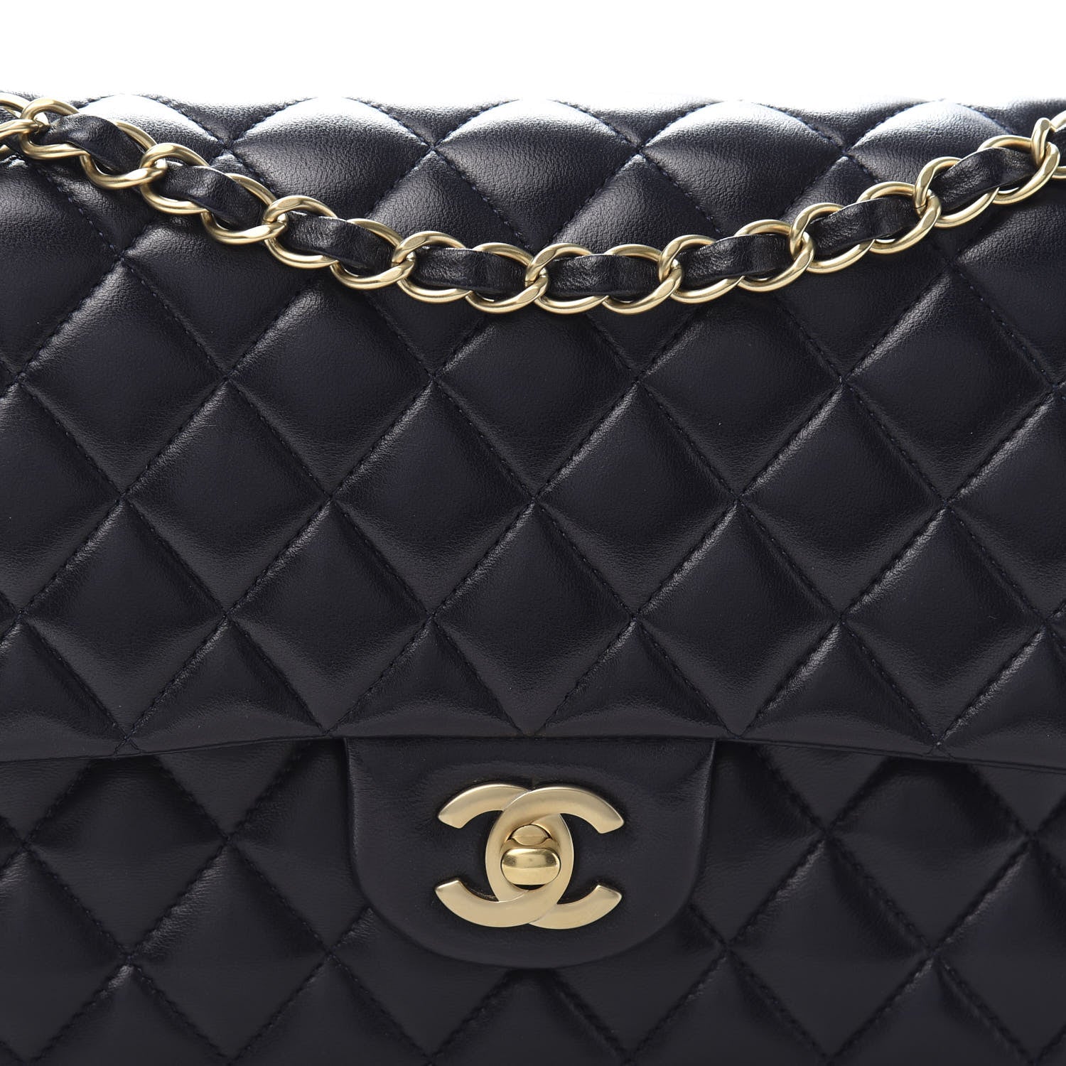 Chanel Lambskin Quilted Medium Double Flap Navy 13 of 13