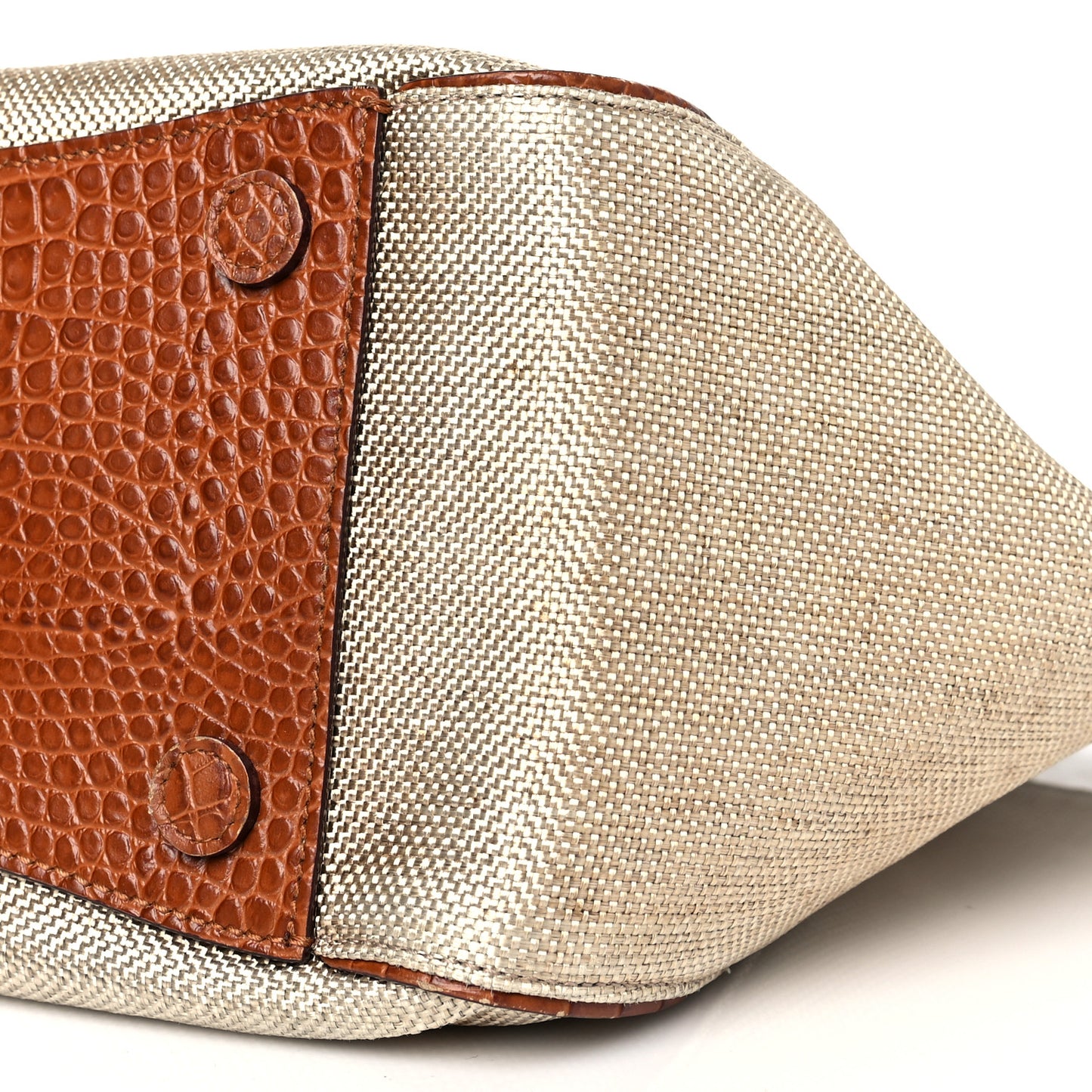 Lamé Raffia Crocodile Embossed Trim Varenne Tote Natural Cuoio