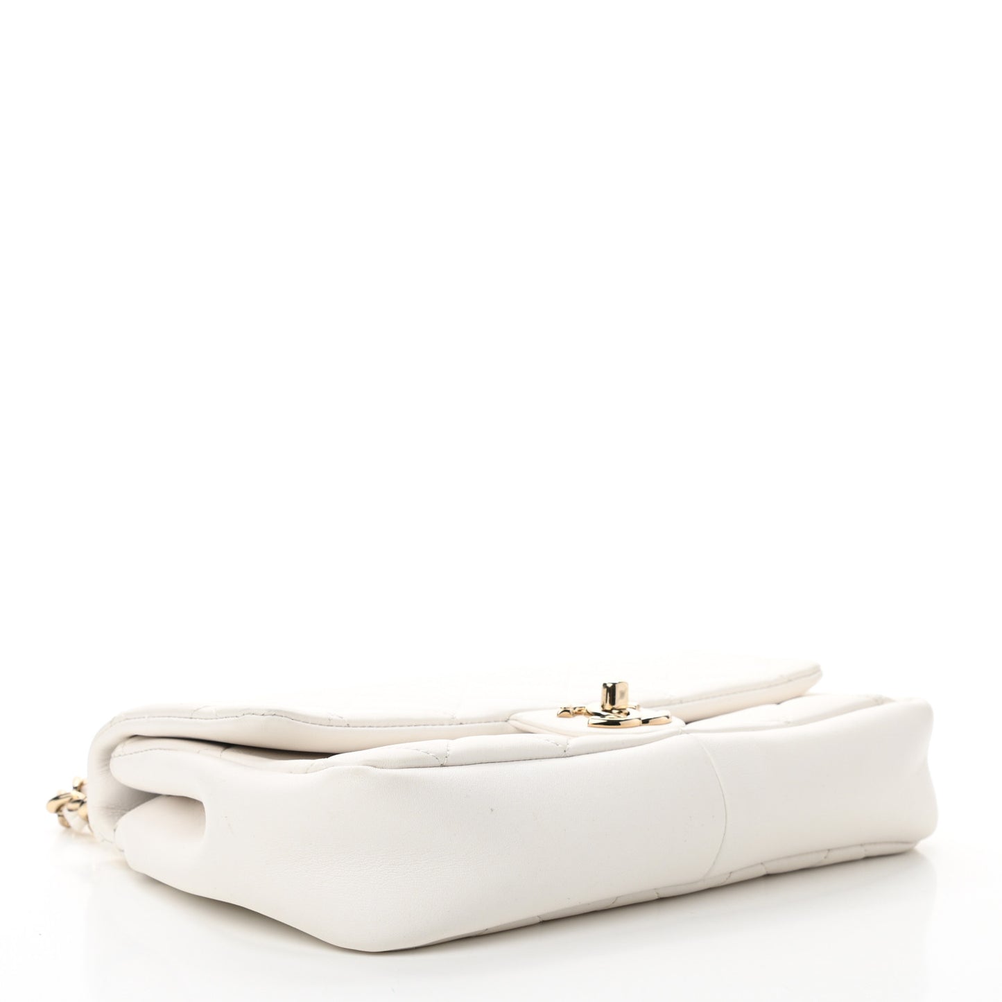 Lambskin Quilted Resin Bi-Color Chain Flap Bag White