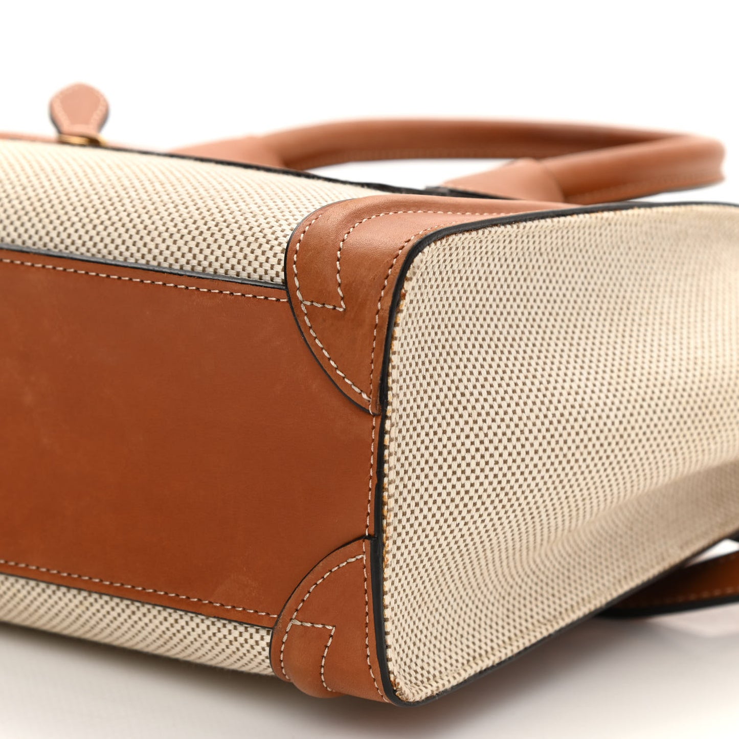 Textile Smooth Calfskin Nano Luggage Tan White