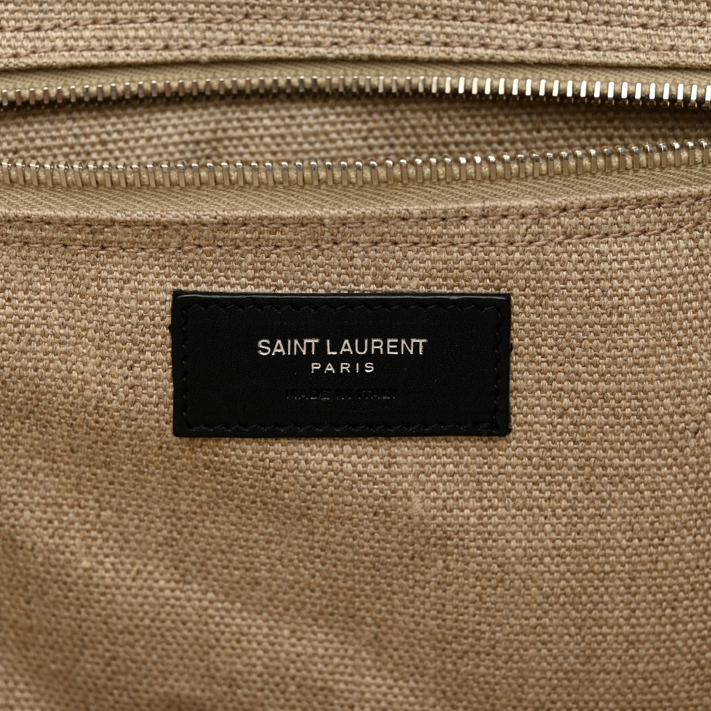 Linen Calfskin Small Rive Gauche Tote Greggio Natural