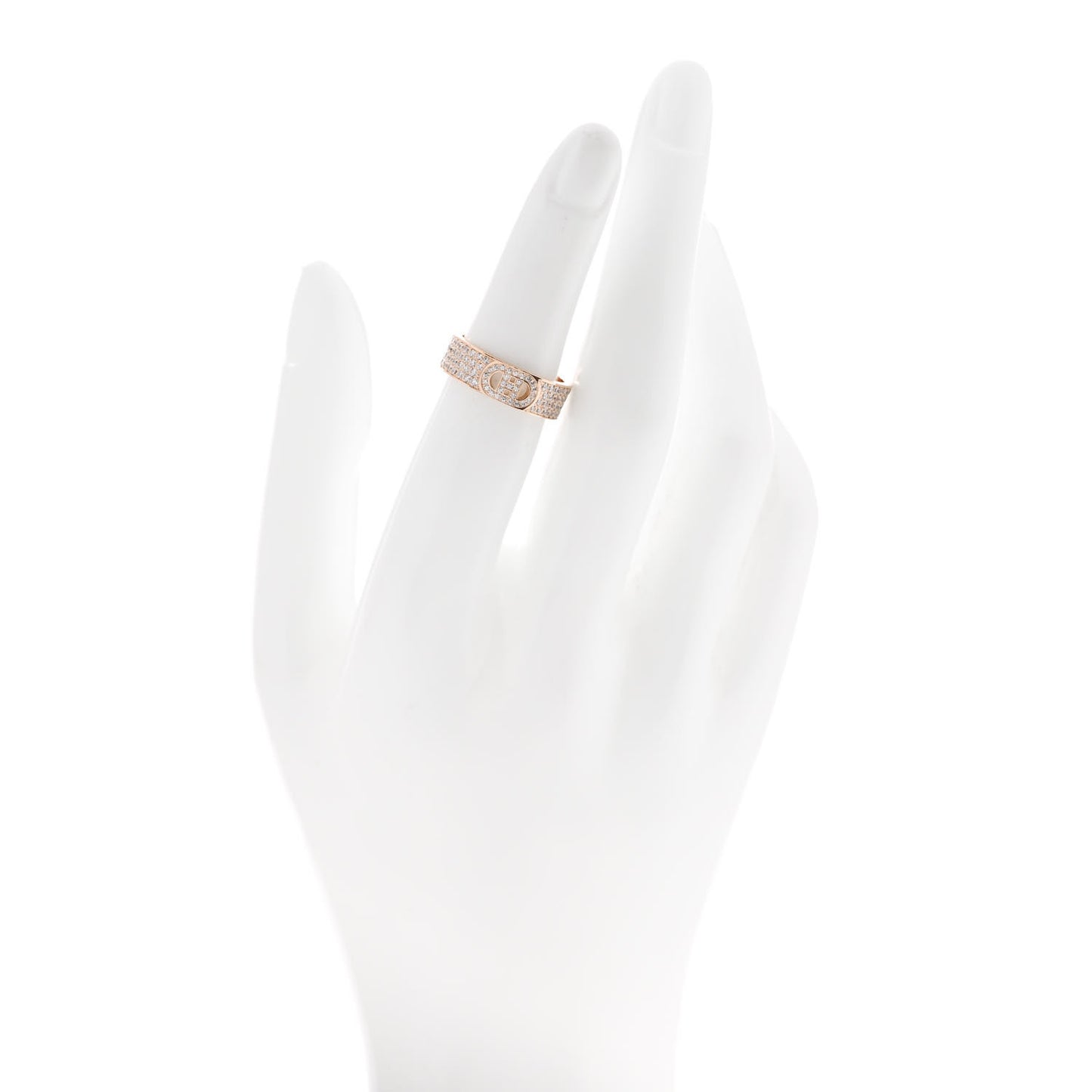 18K Rose Gold Diamond PM H D'Ancre Pave Ring 50 5.25