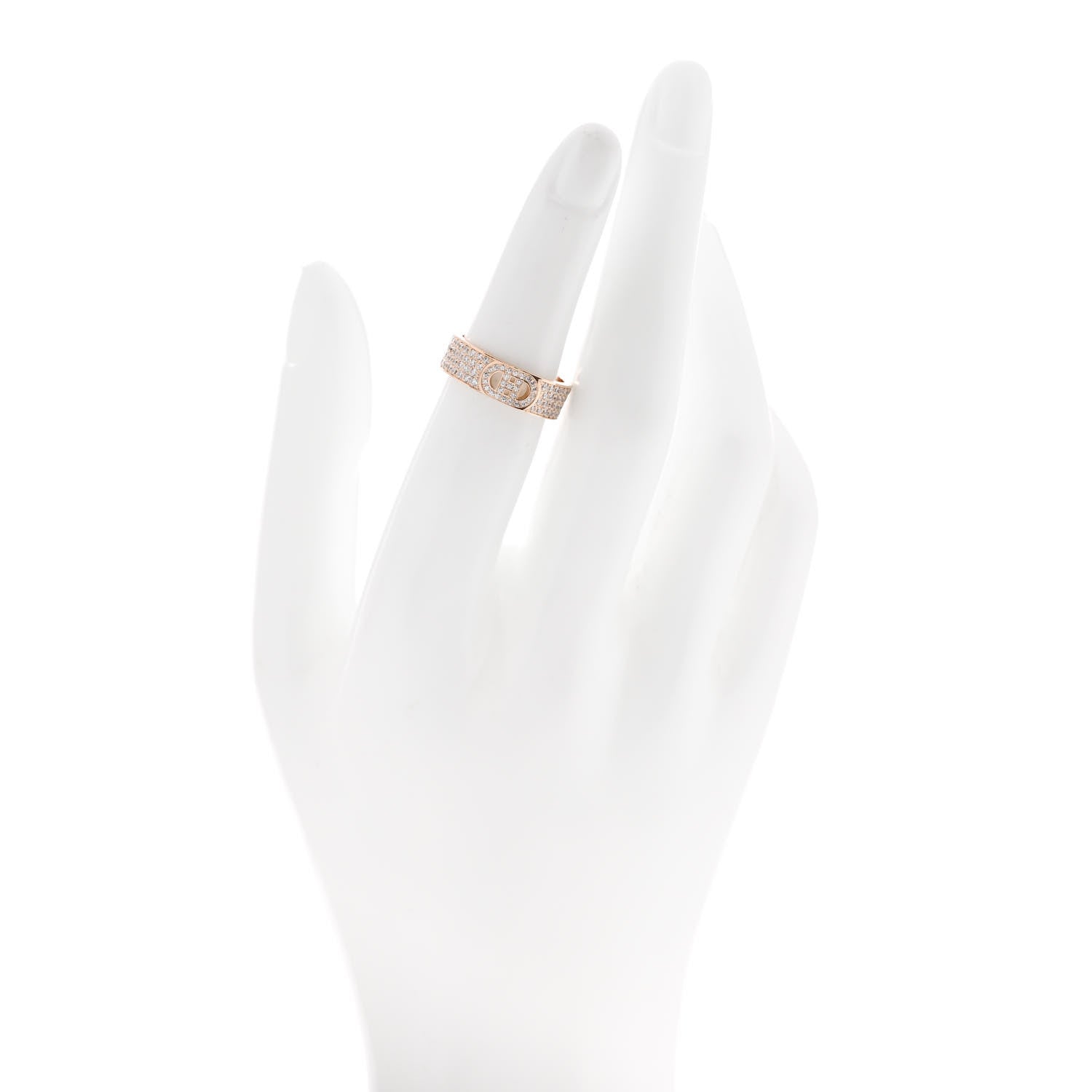 Hermes 18K Rose Gold Diamond PM H D'Ancre Pave Ring 50 5.25 2 of 5
