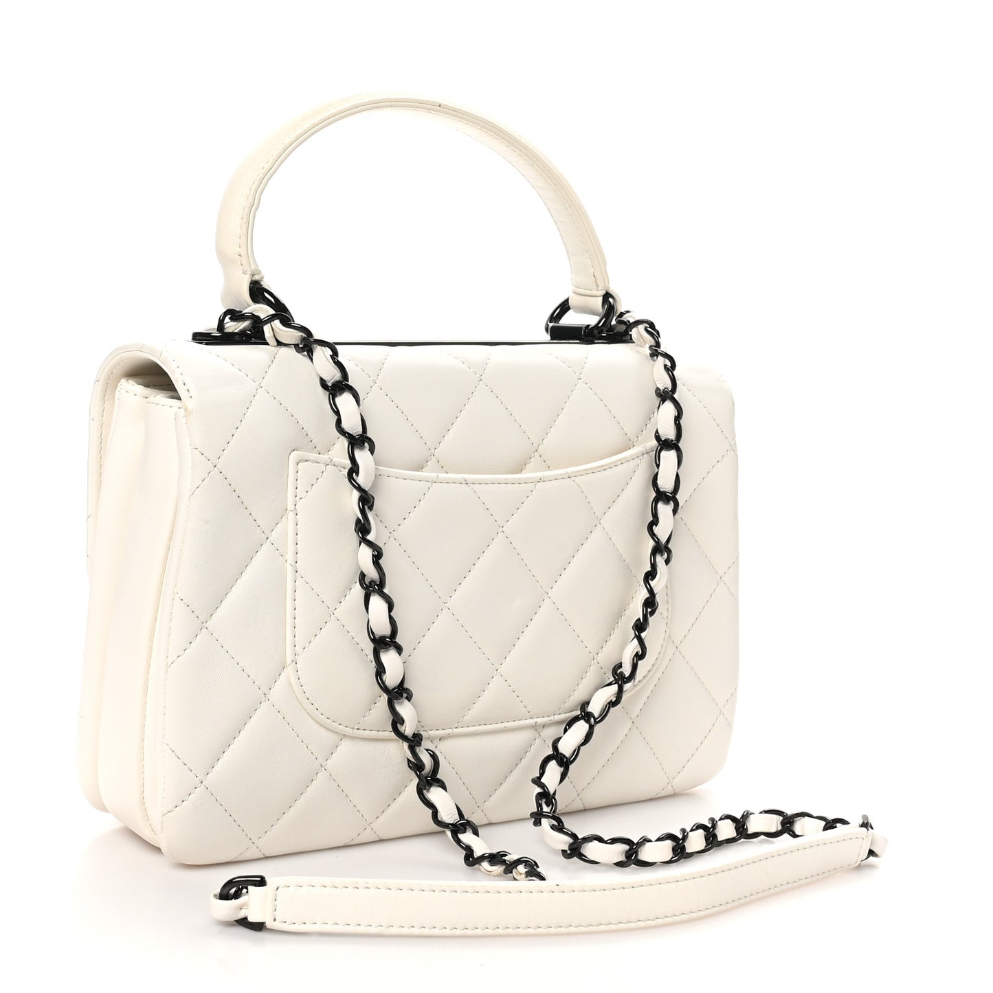 Lambskin Quilted Small Trendy CC Dual Handle Flap Bag White