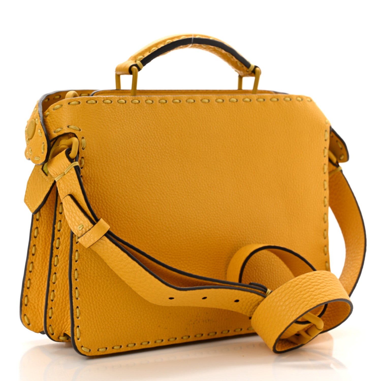 Fendi Cuoio Romano Vitello Cover Sellerissima Monochrome Mini Peekaboo I SEE U Satchel Sunflower 2 of 10