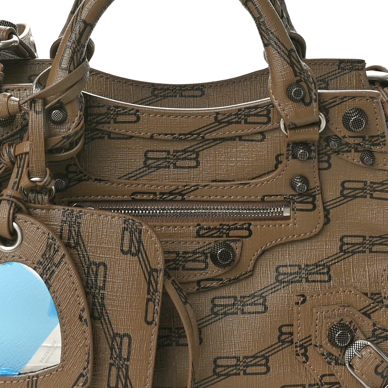 Coated Canvas BB Monogram Neo Cagole Handbag XS Beige Brown