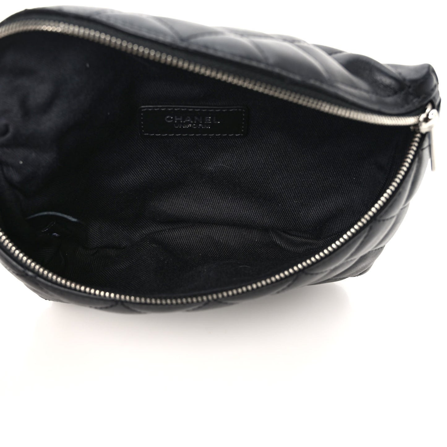Calfskin Quilted Waist Belt Bag Black