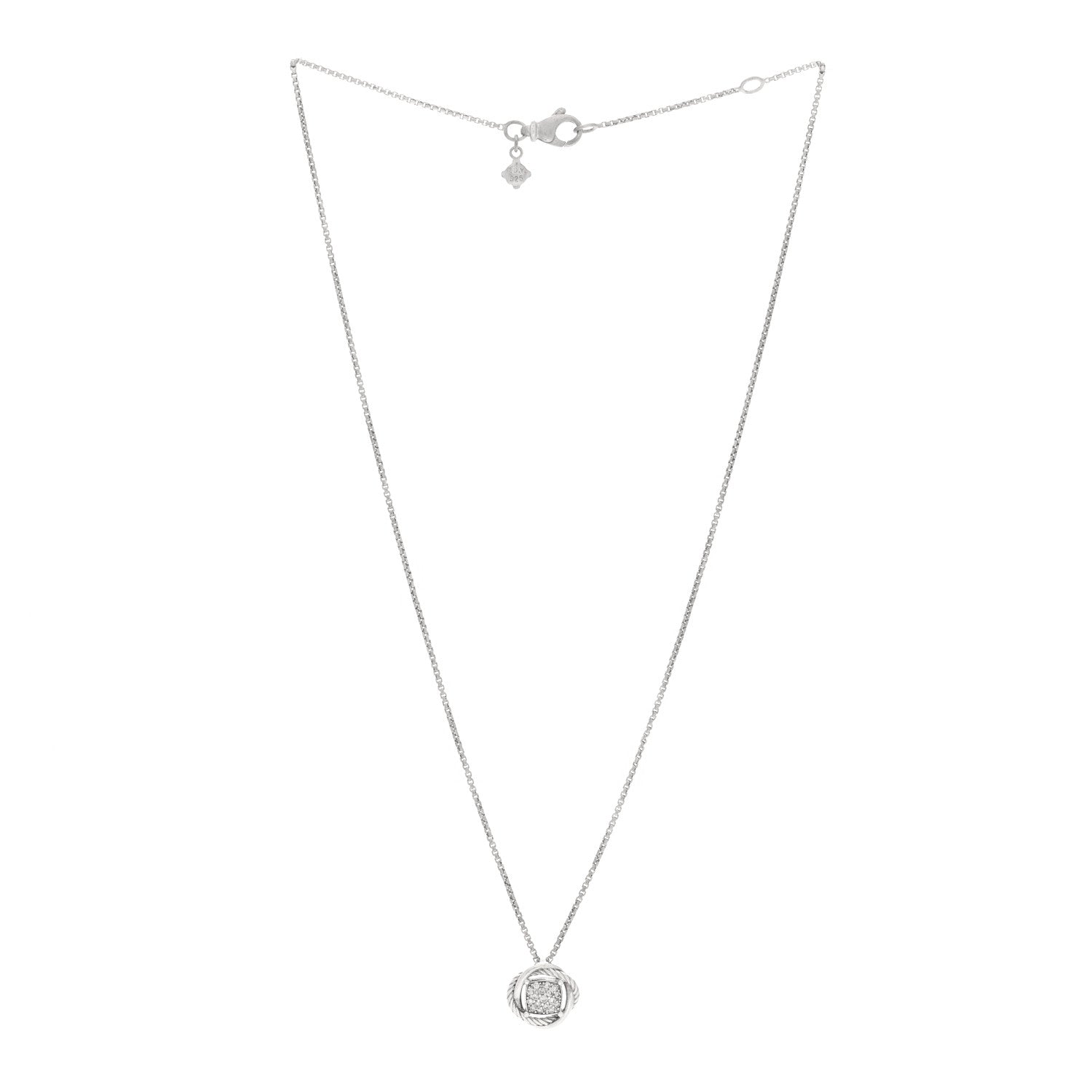 David Yurman Sterling Silver Diamond 13mm Infinity Pendant Necklace 3 of 4