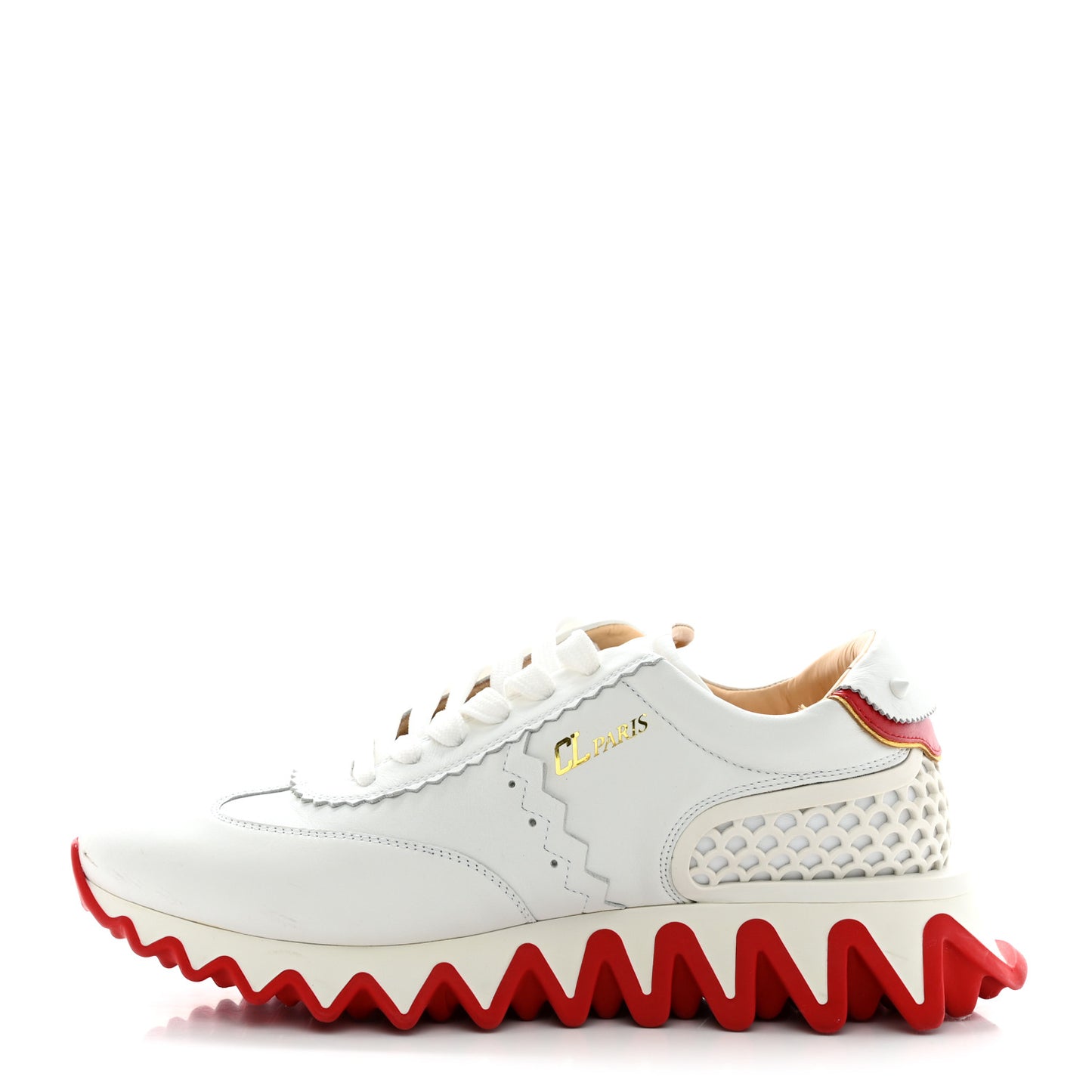 Calfskin Rubber Neoprene Nappa Mens Loubishark Sneakers 41 White