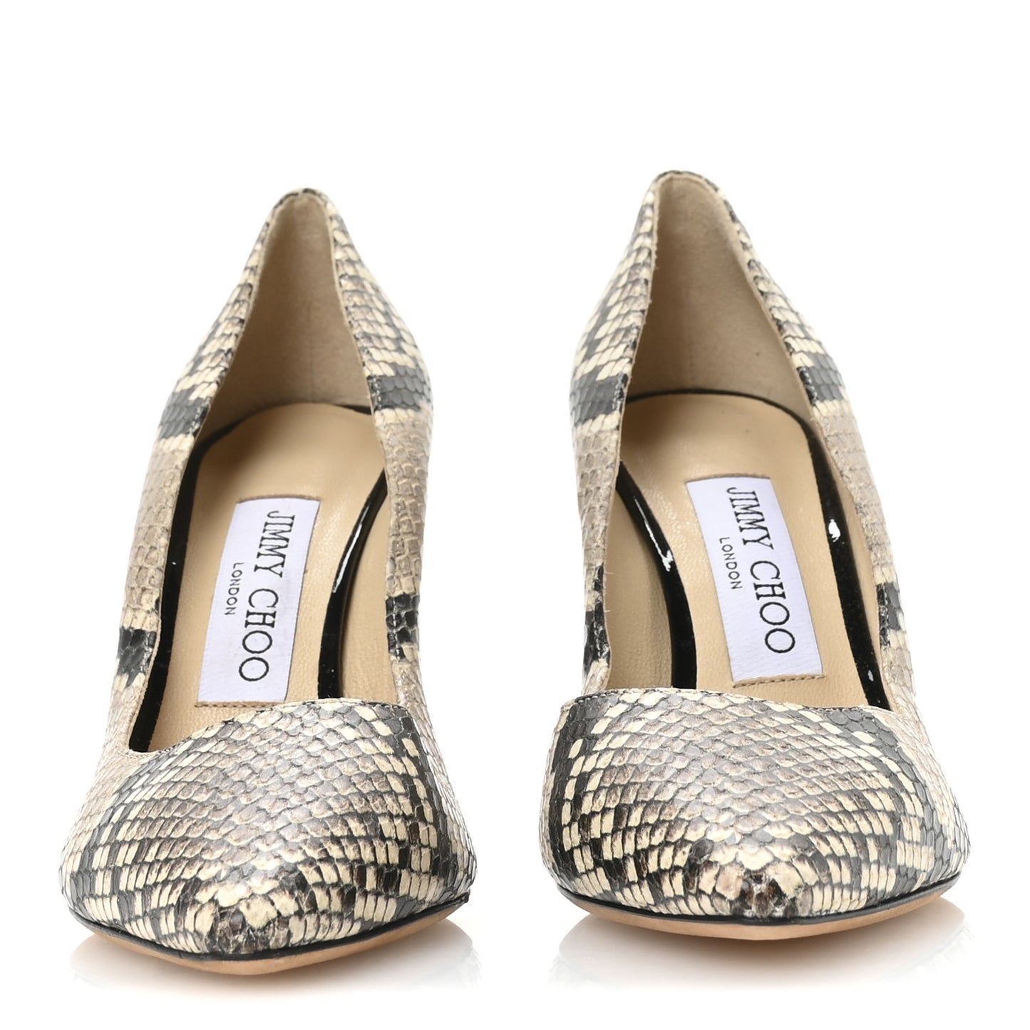 Calfskin Snakeskin Embossed Romy 85 Pumps 38 Natural