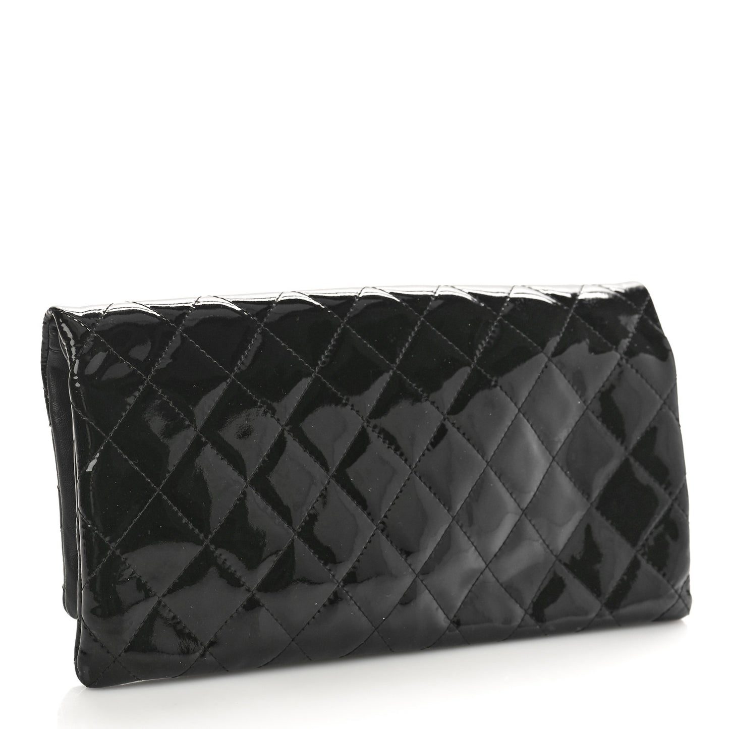 Patent Calfskin Quilted Beauty CC Clutch Black