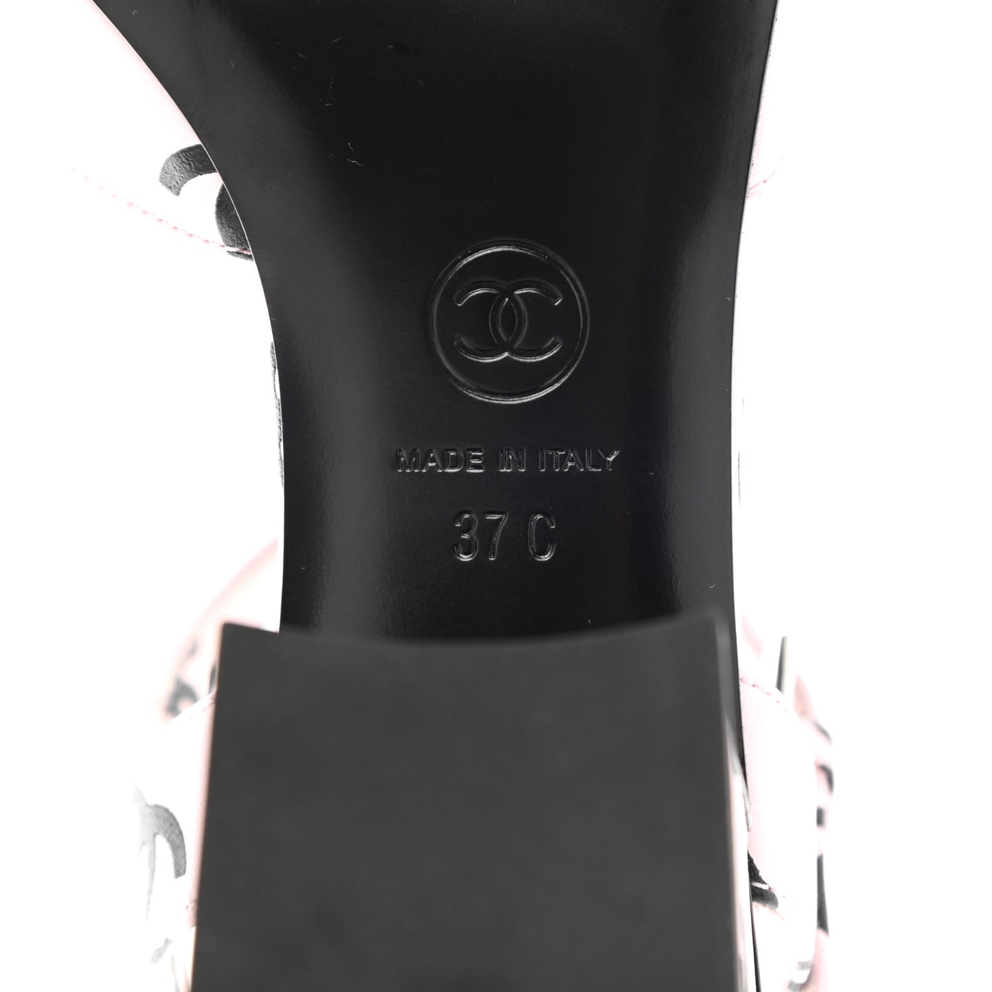 Printed Lambskin CC Sandals 37 Light Pink Black