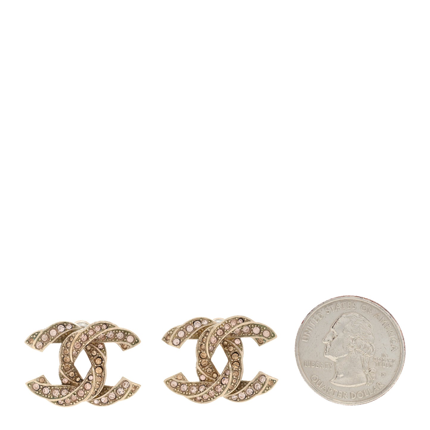 Crystal Twisted CC Earrings Light Gold Pale Pink