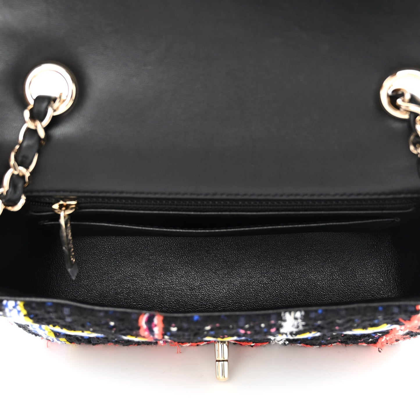 Tweed Quilted Mini Rectangular Flap Black Multicolor