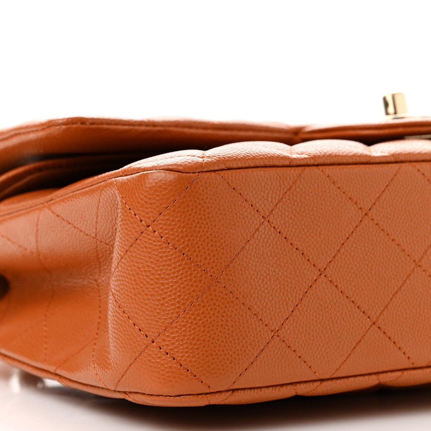 Caviar Quilted Medium Double Flap Light Brown