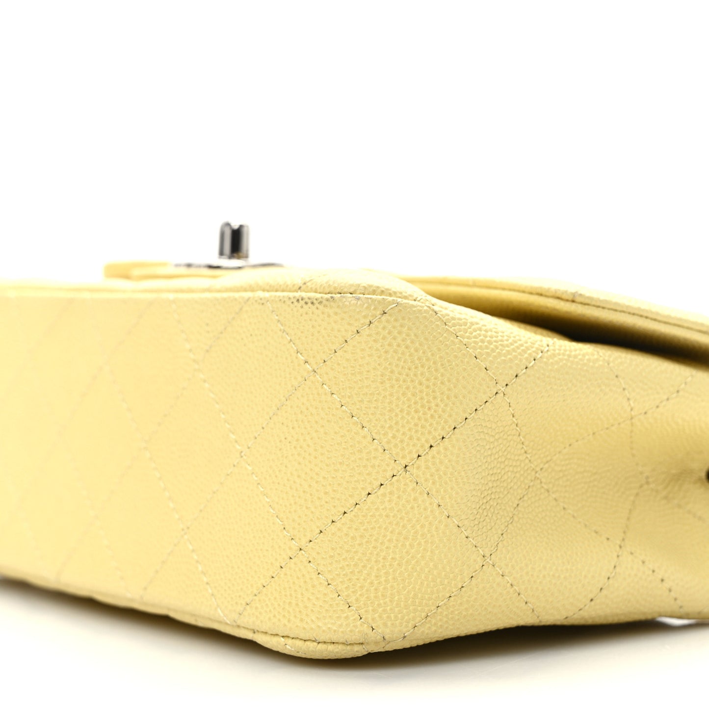 Caviar Quilted Mini Rectangular Flap Light Yellow