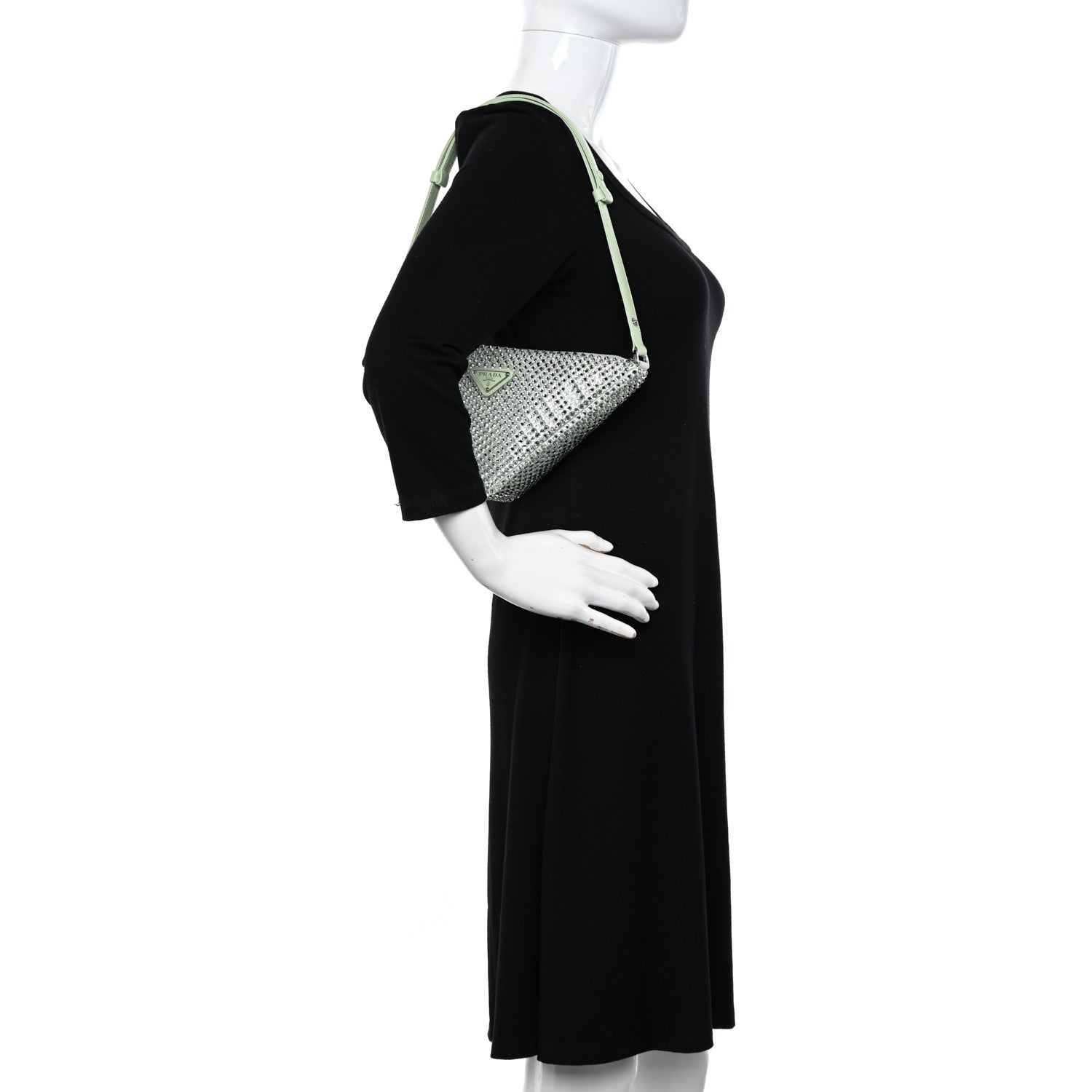 Prada Satin Crystal Triangle Pouch Acqua 2 of 10