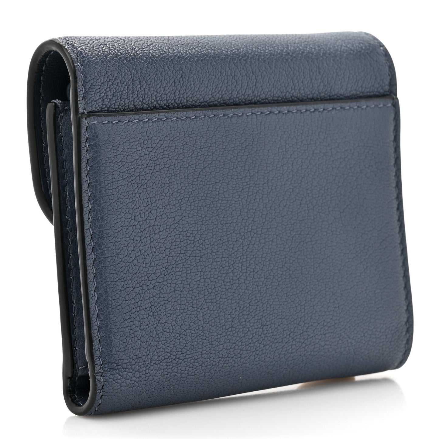 Goatskin Saddle Lotus Wallet Denim Blue