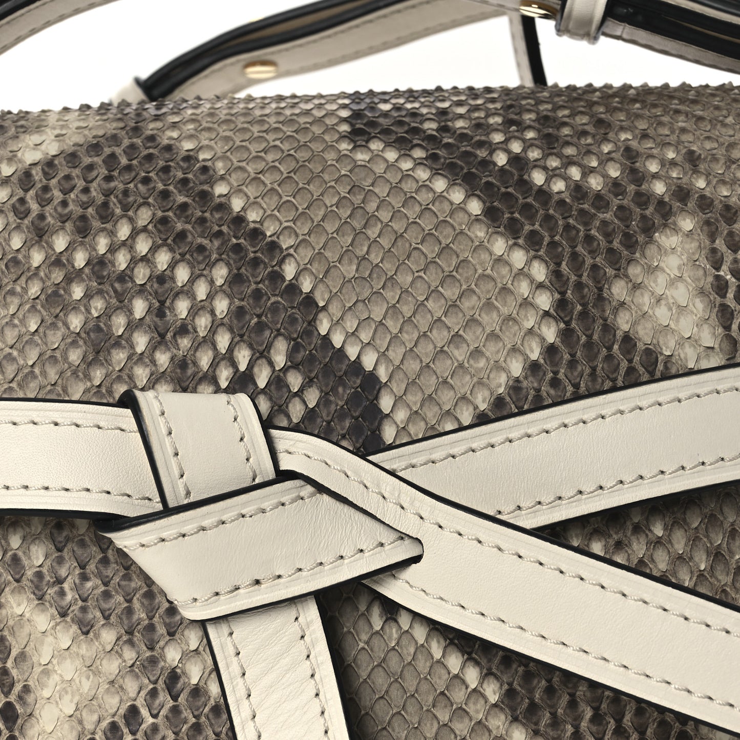 Snakeskin Calfskin Whipstitch Small Gate Crossbody Bag Ivory