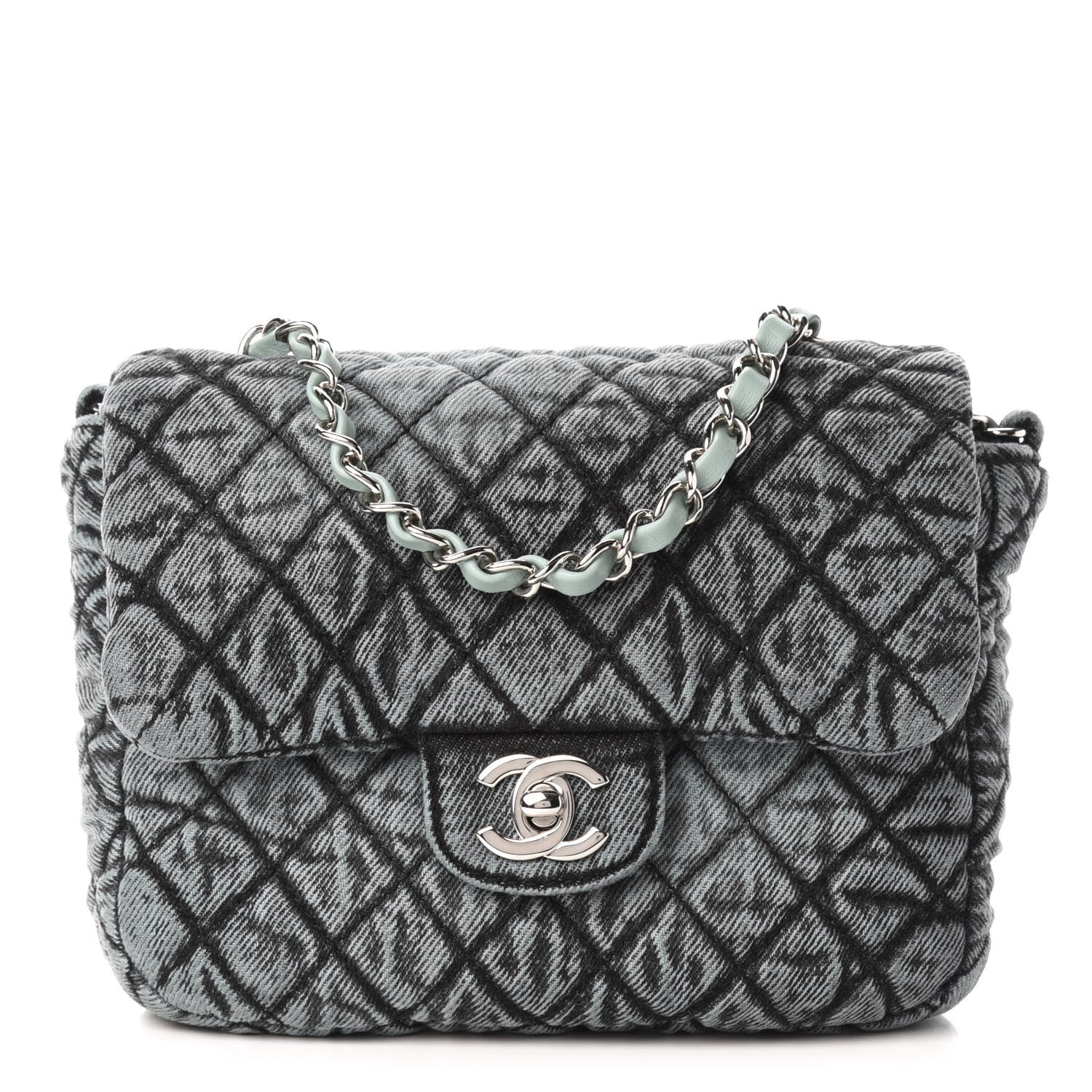 Chanel Washed Denim Quilted Small Denimpression Flap Blue Black 1 of 10
