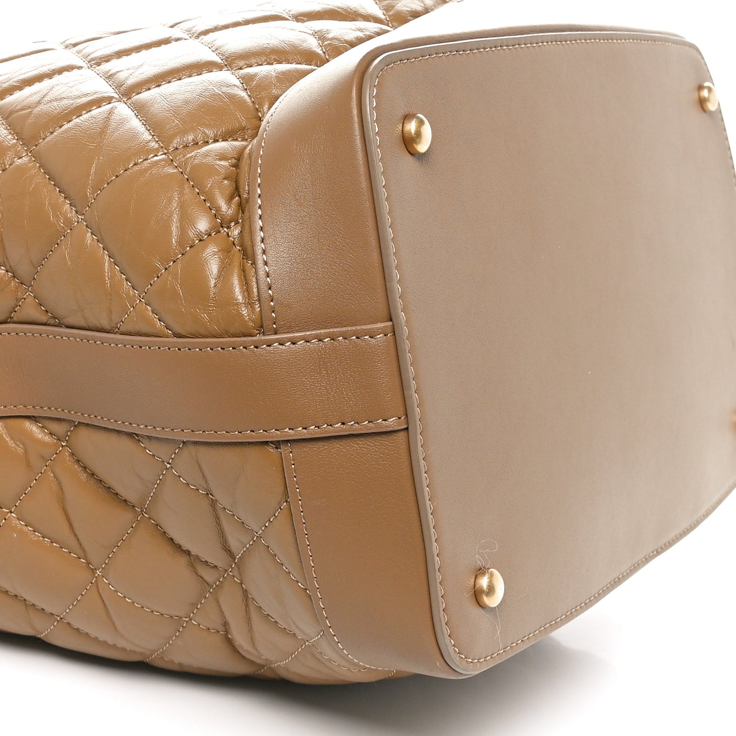 Tweed Aged Calfskin Quilted Casual Style Hobo Beige