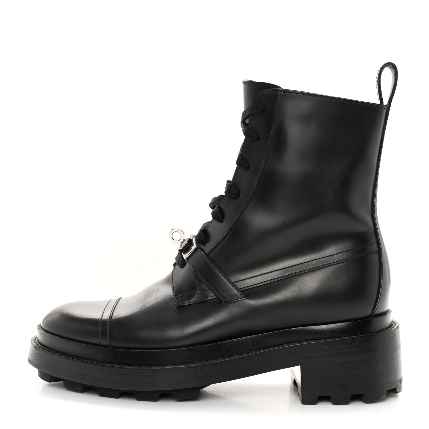 Glossed Calfskin Funk Ankle Boots 36 Black