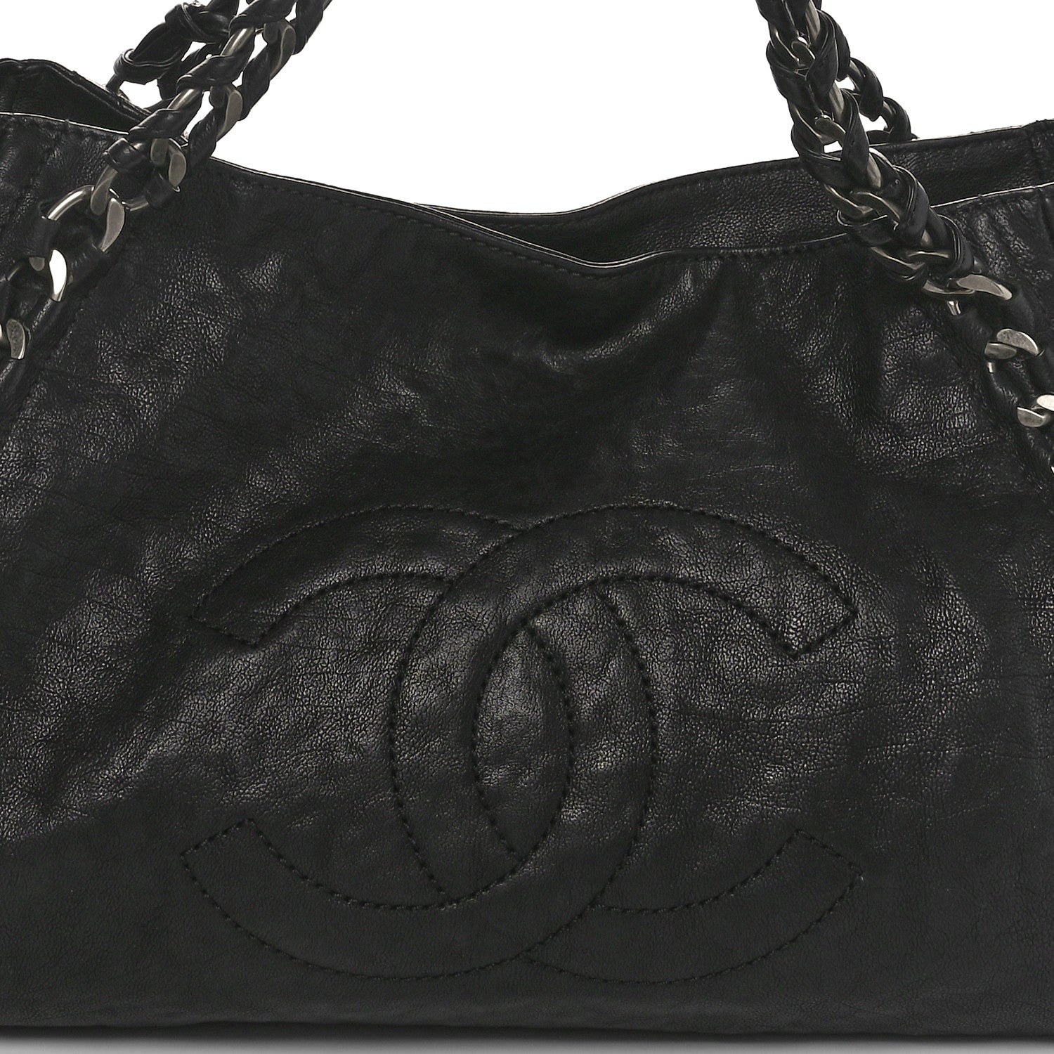 Chanel Glazed Calfskin East West Modern Chain Tote Black 7 of 9