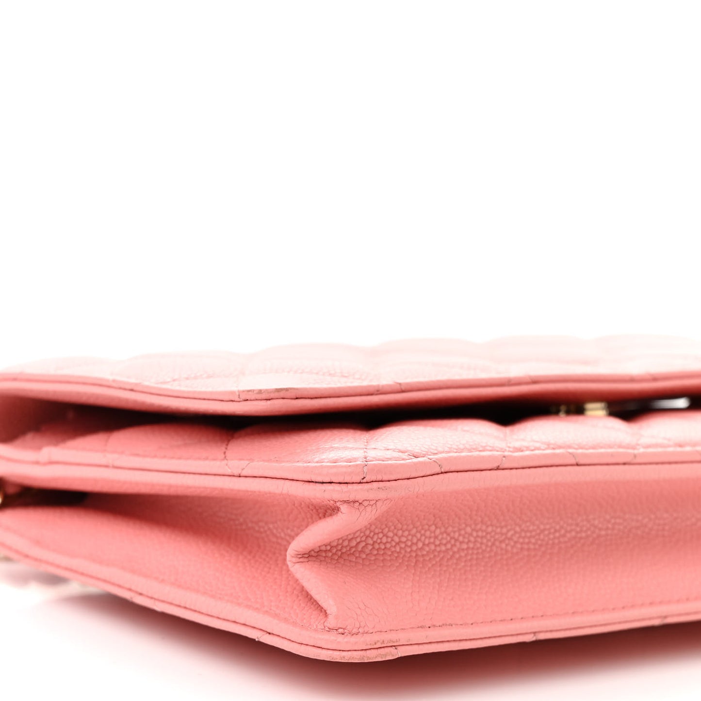 Caviar Quilted Wallet on Chain WOC Coral Pink