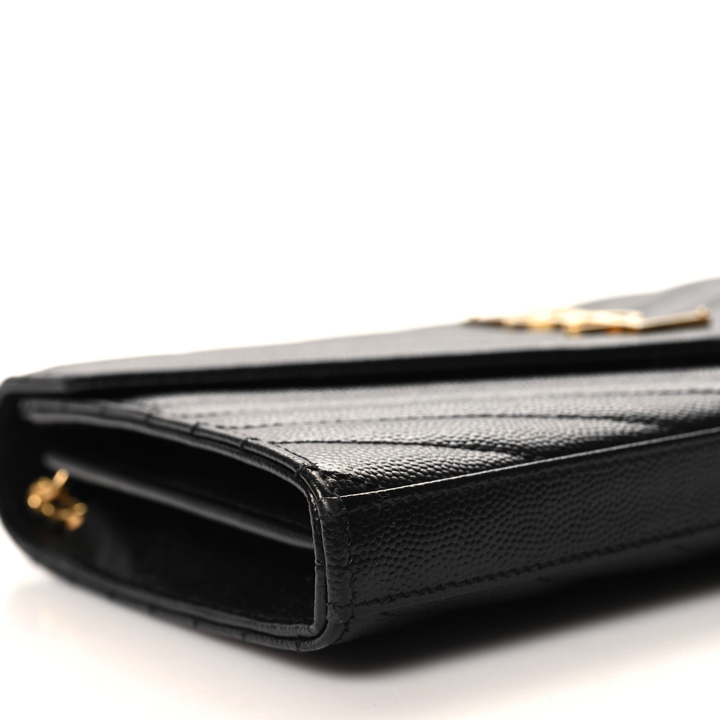 Grain De Poudre Matelasse Chevron Monogram Chain Wallet Black