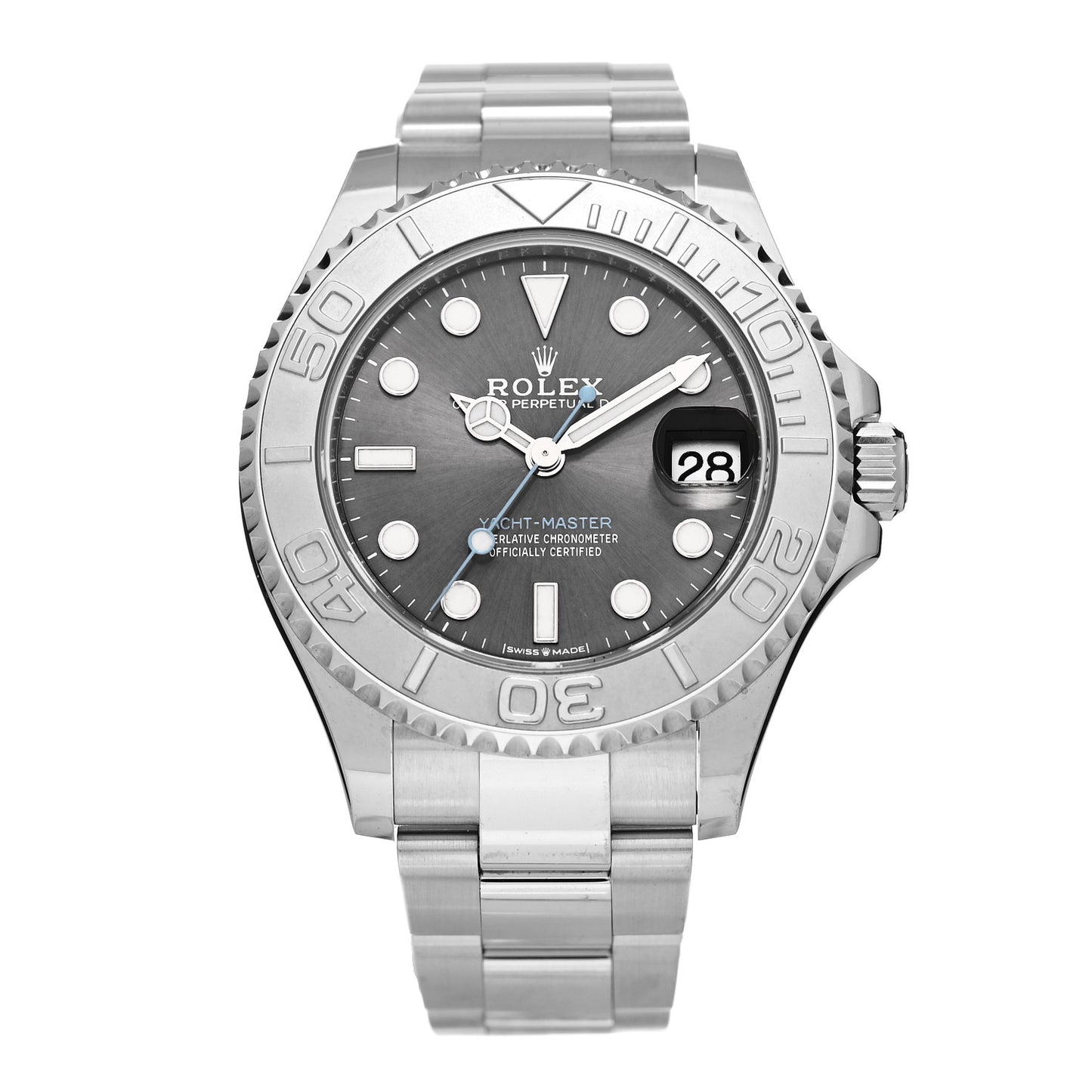 Stainless Steel Platinum 37mm Oyster Perpetual Date Yacht-Master Watch Slate 268622