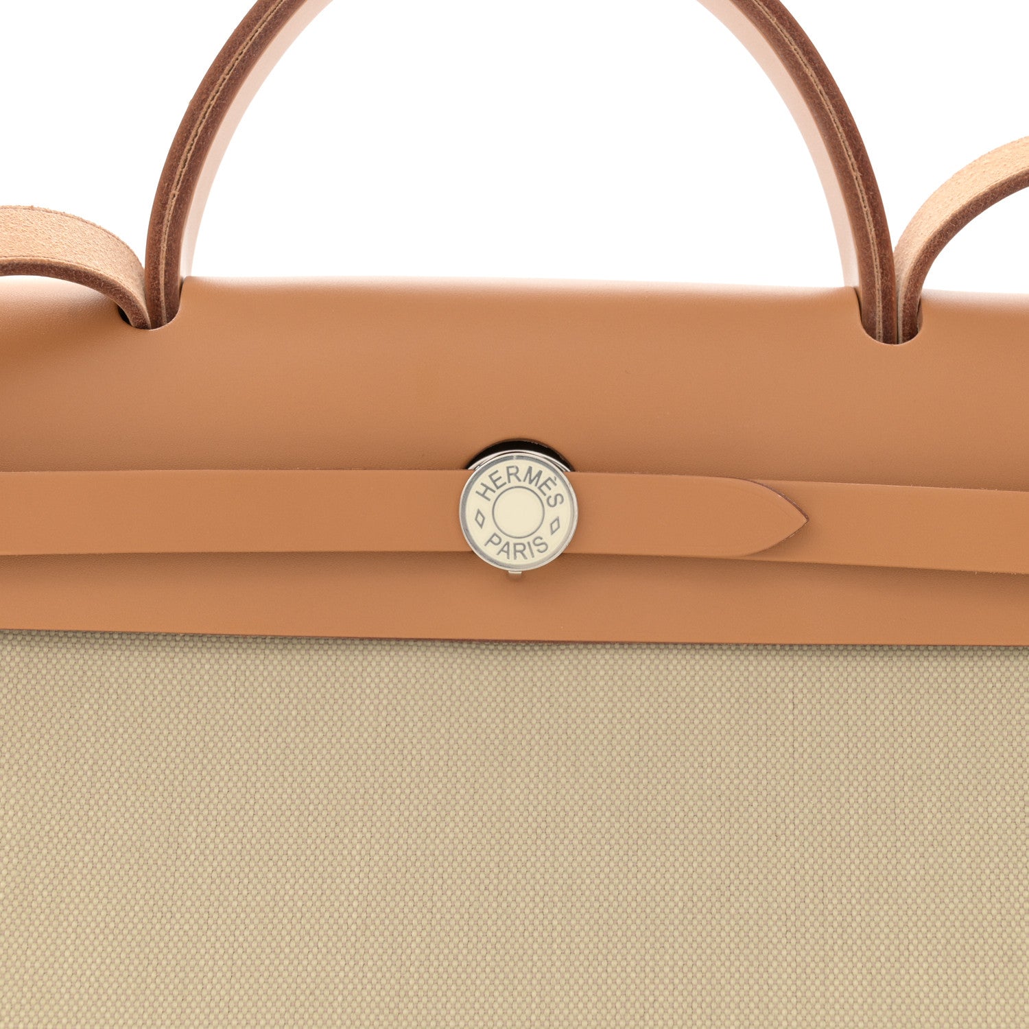 Hermes Toile Militaire Vache Hunter Laque Herbag Zip Retourne PM 31 Beton Naturel Sable Nata 9 of 13