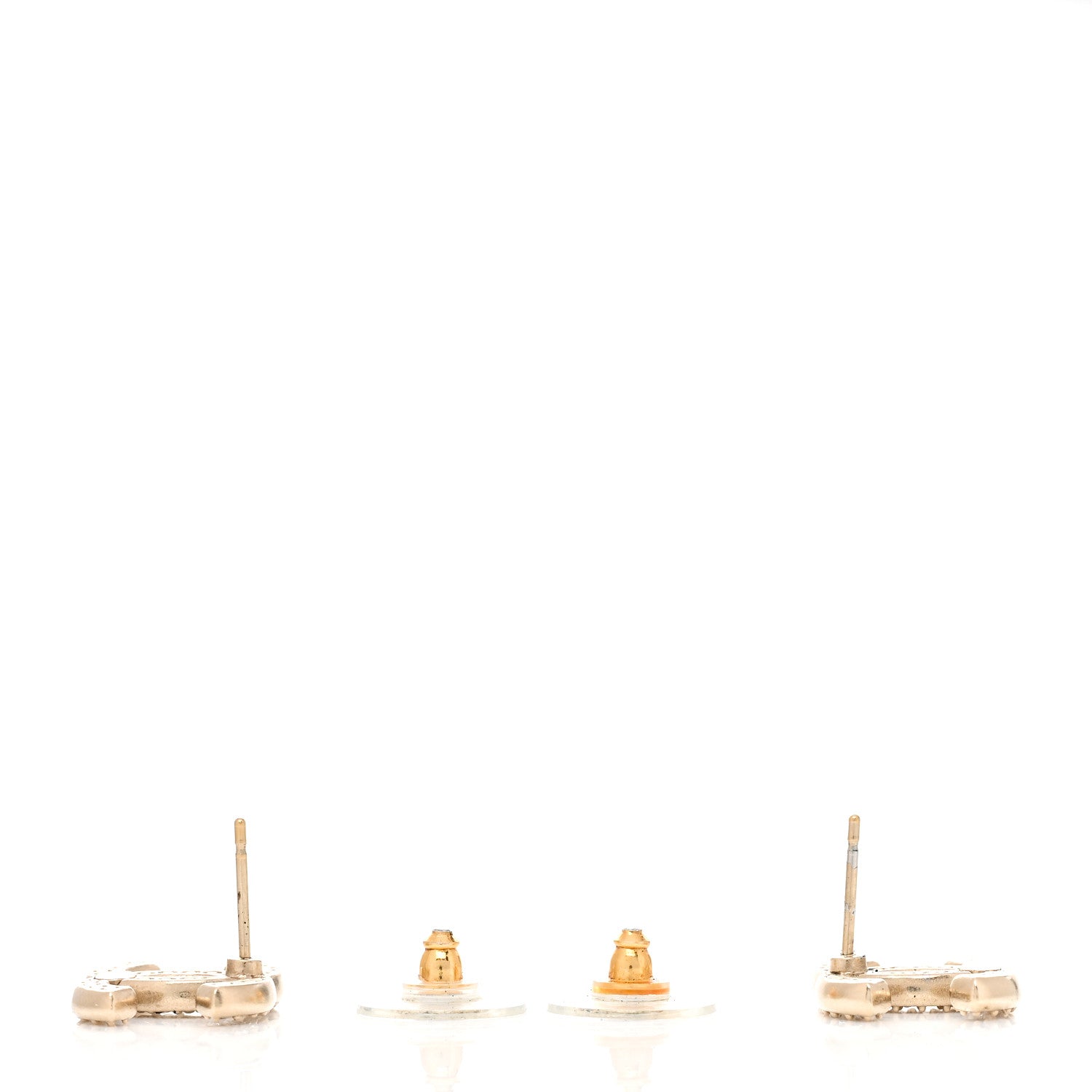 Chanel Crystal CC Earrings Gold 3 of 4