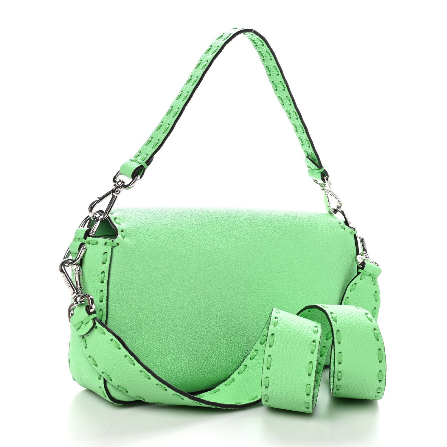 Fendi Cuoio Roma Sellerissima Nappa Sintetica Tape Stitch Baguette Edamame 3 of 10