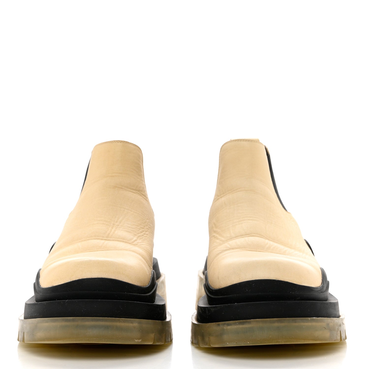 Bottega Veneta Calfskin Mens The Tire Cropped Chelsea Boots 42 Wax Black Transparent 2 of 11