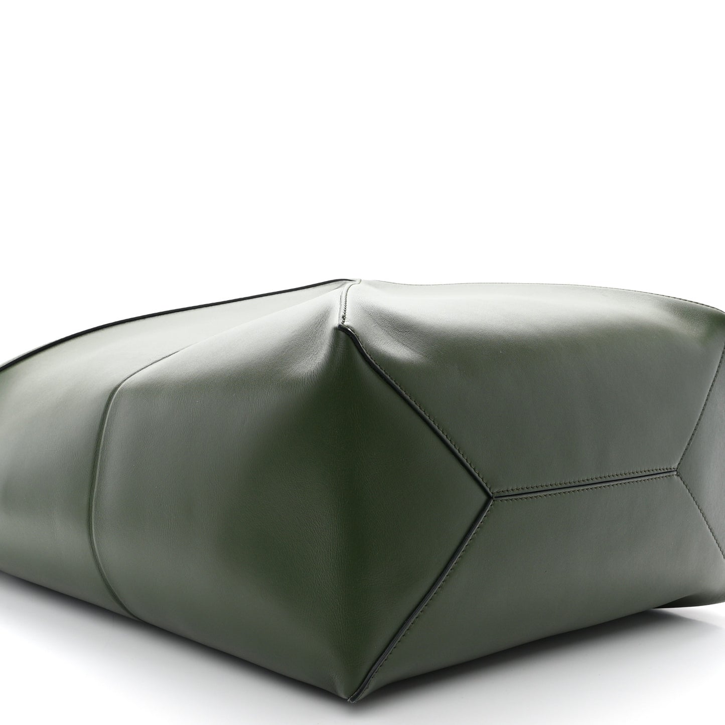 Shiny Calfskin Medium Puzzle Fold Tote Dark Khaki Green